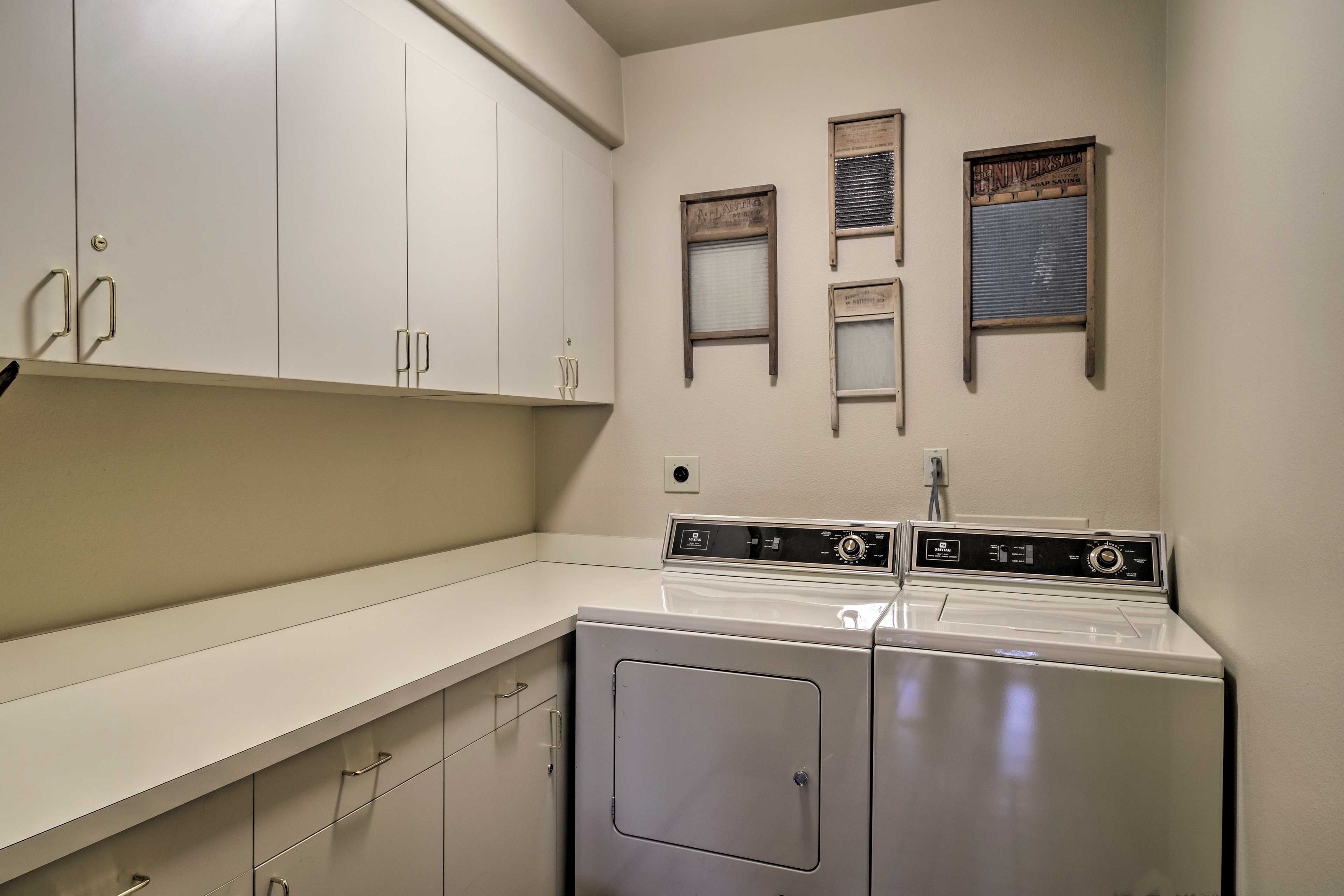 Keep your clothes fresh with the convenient washer and dryer.