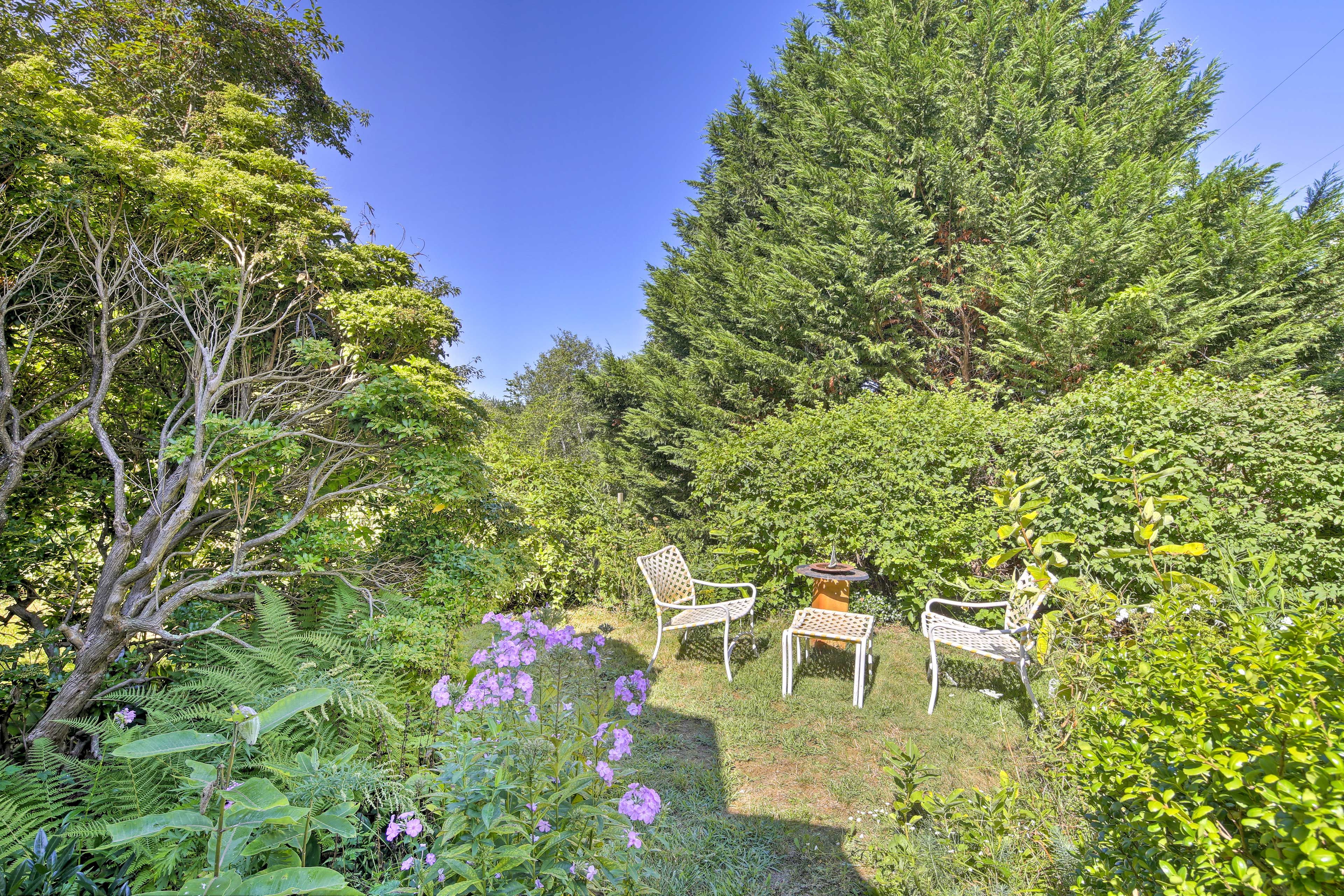 Soak up the sun in the lavish backyard.