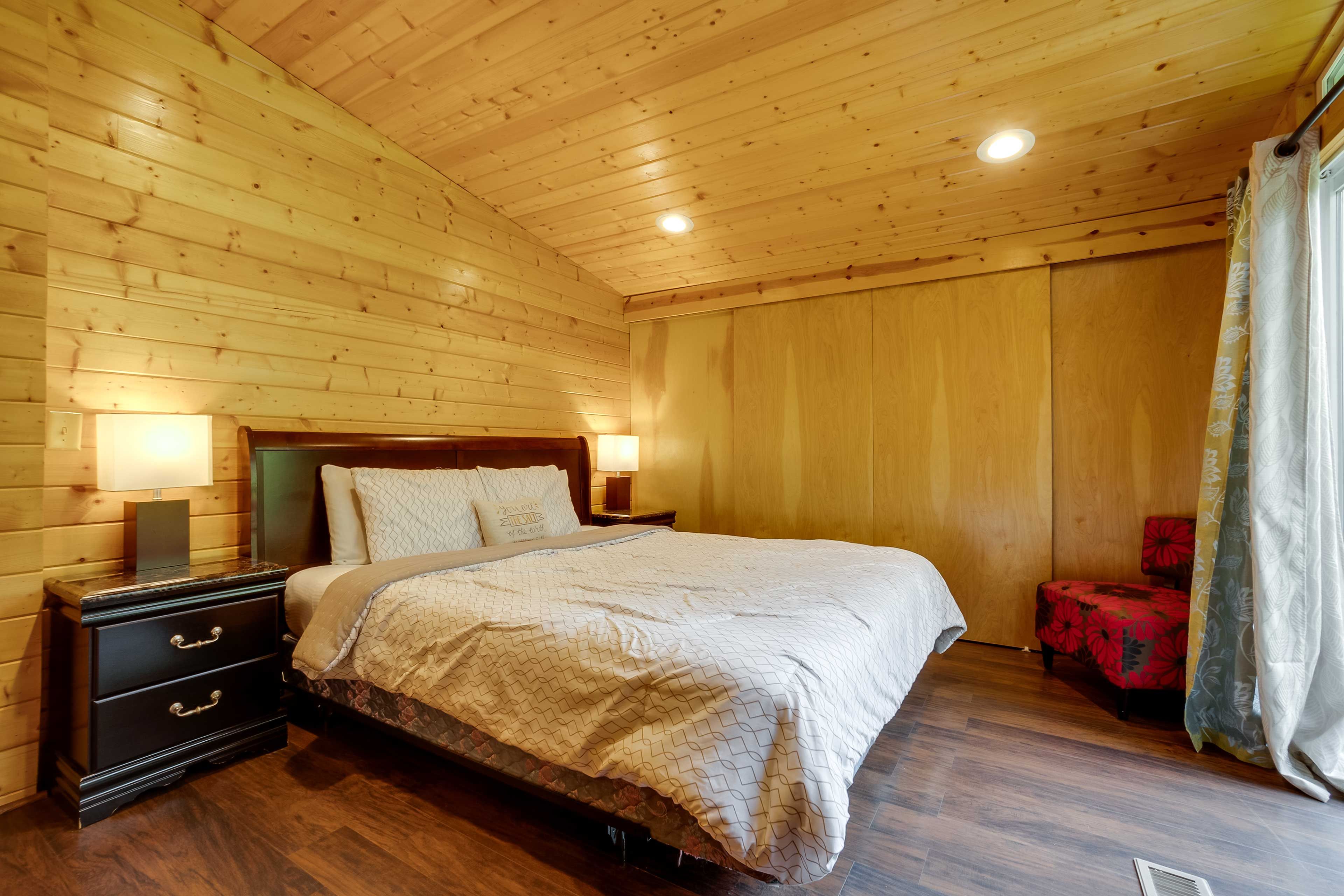 Bedroom 1 | King Bed | Main Floor | Smart TV w/ Cable | Access to Backyard