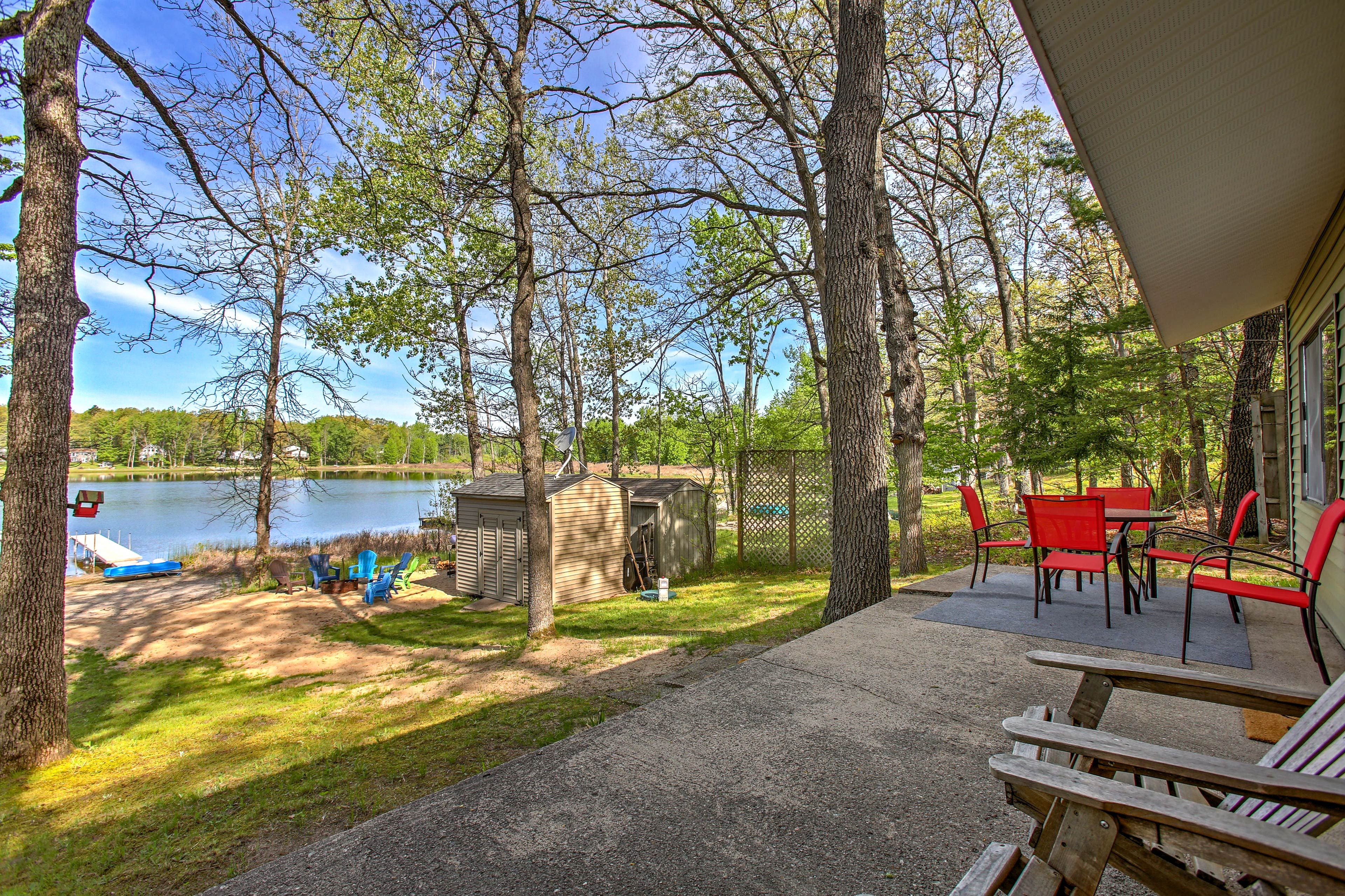 Watch the day's last light fade from the furnished patio.