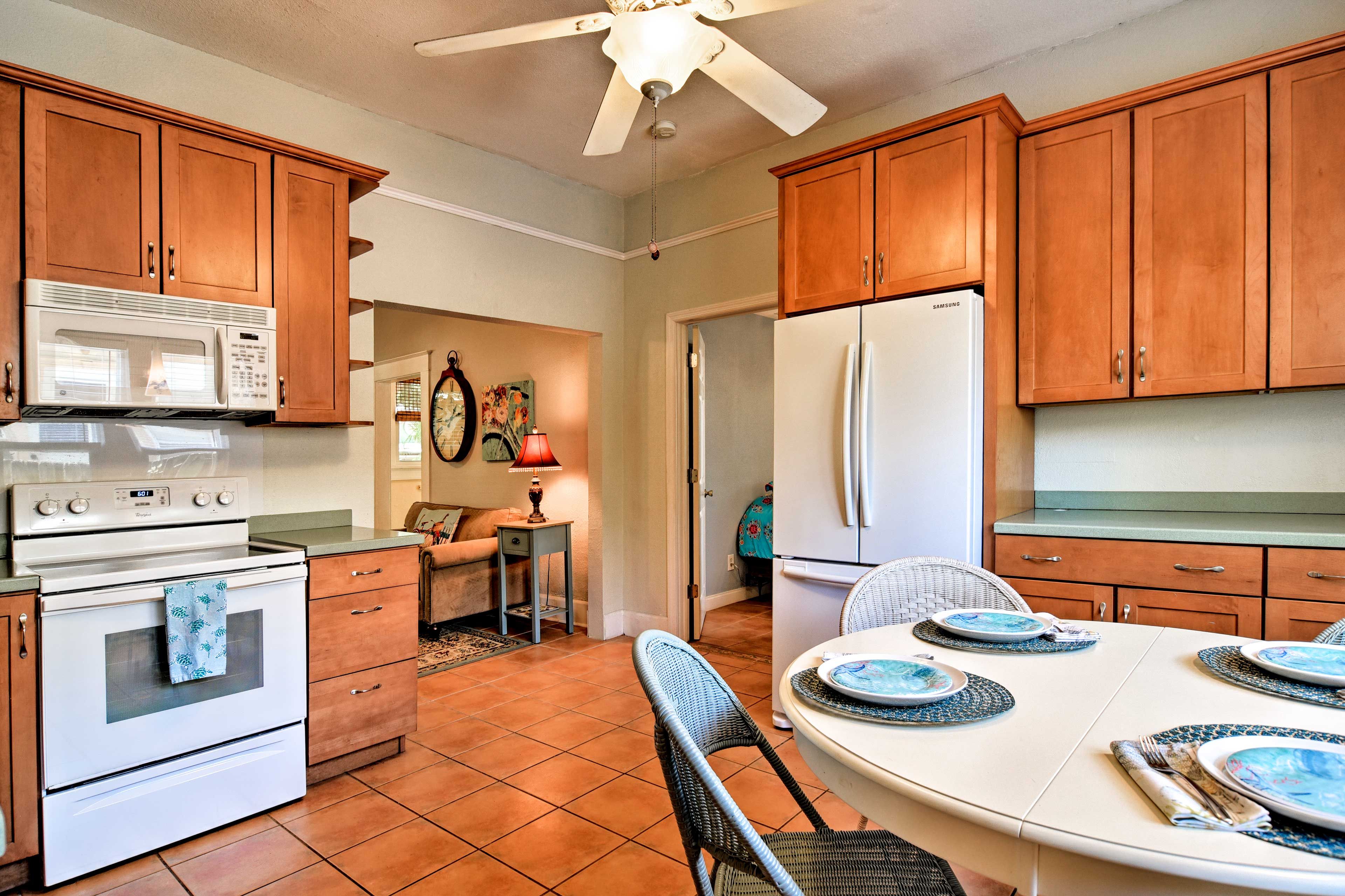 The kitchen is fully equipped and well stocked.