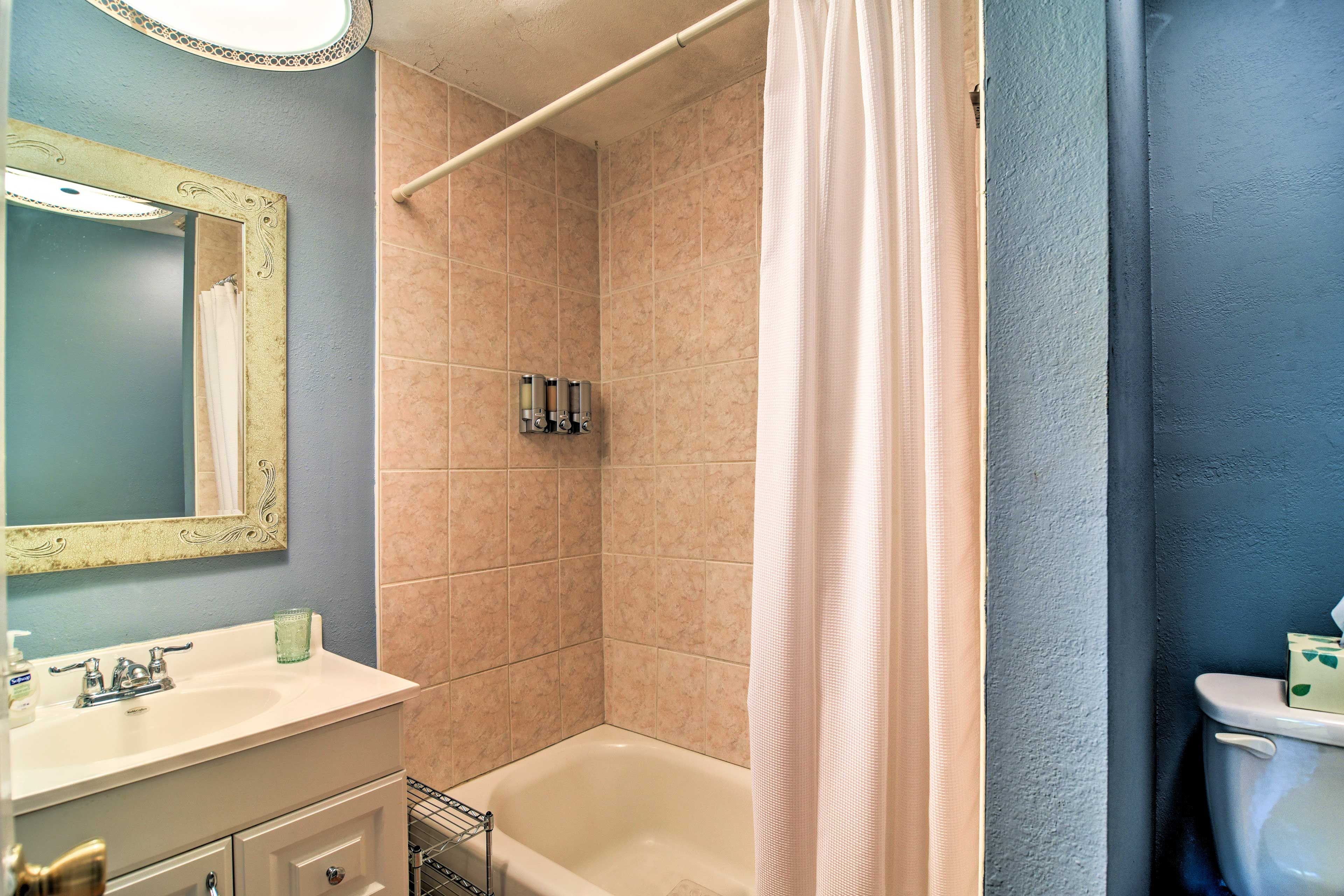 Take a bath or enjoy a quick shower in the shower/tub combo.