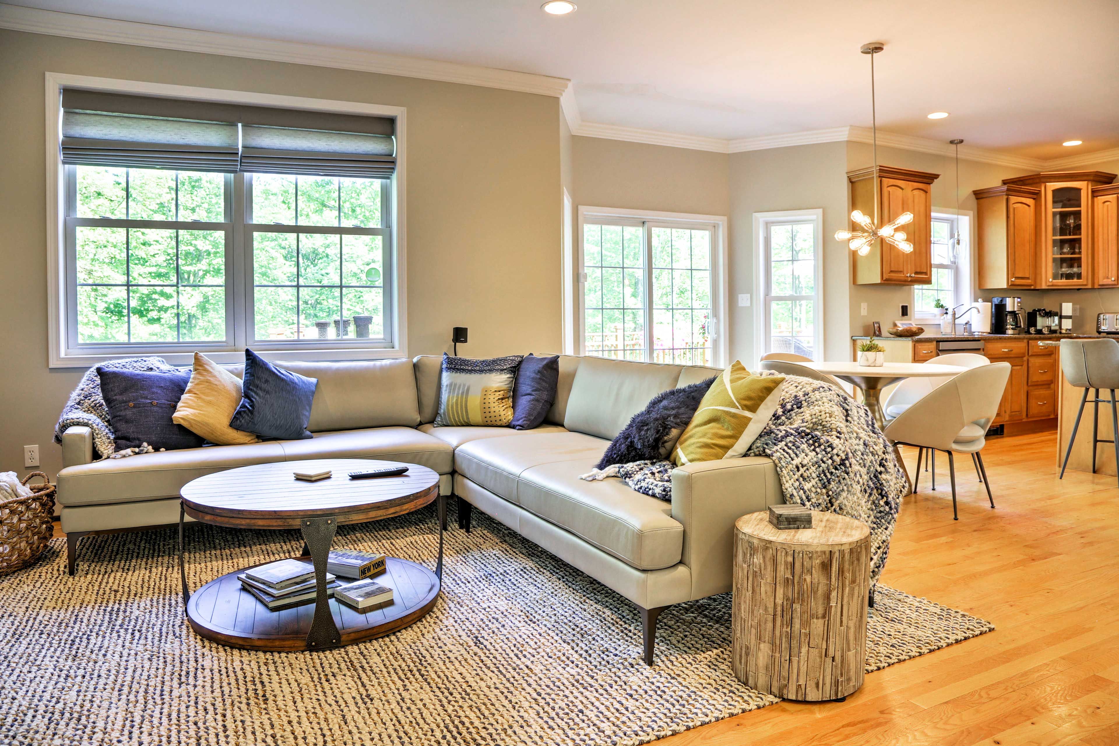 Sink into the West Elm furnishings and let your stress melt away.