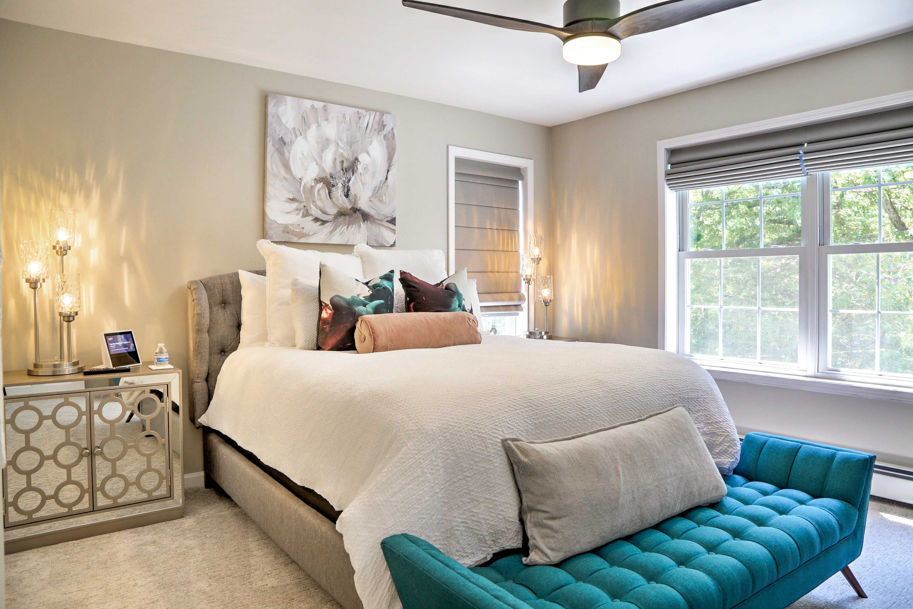 A high-end queen mattress can be found in the second bedroom.