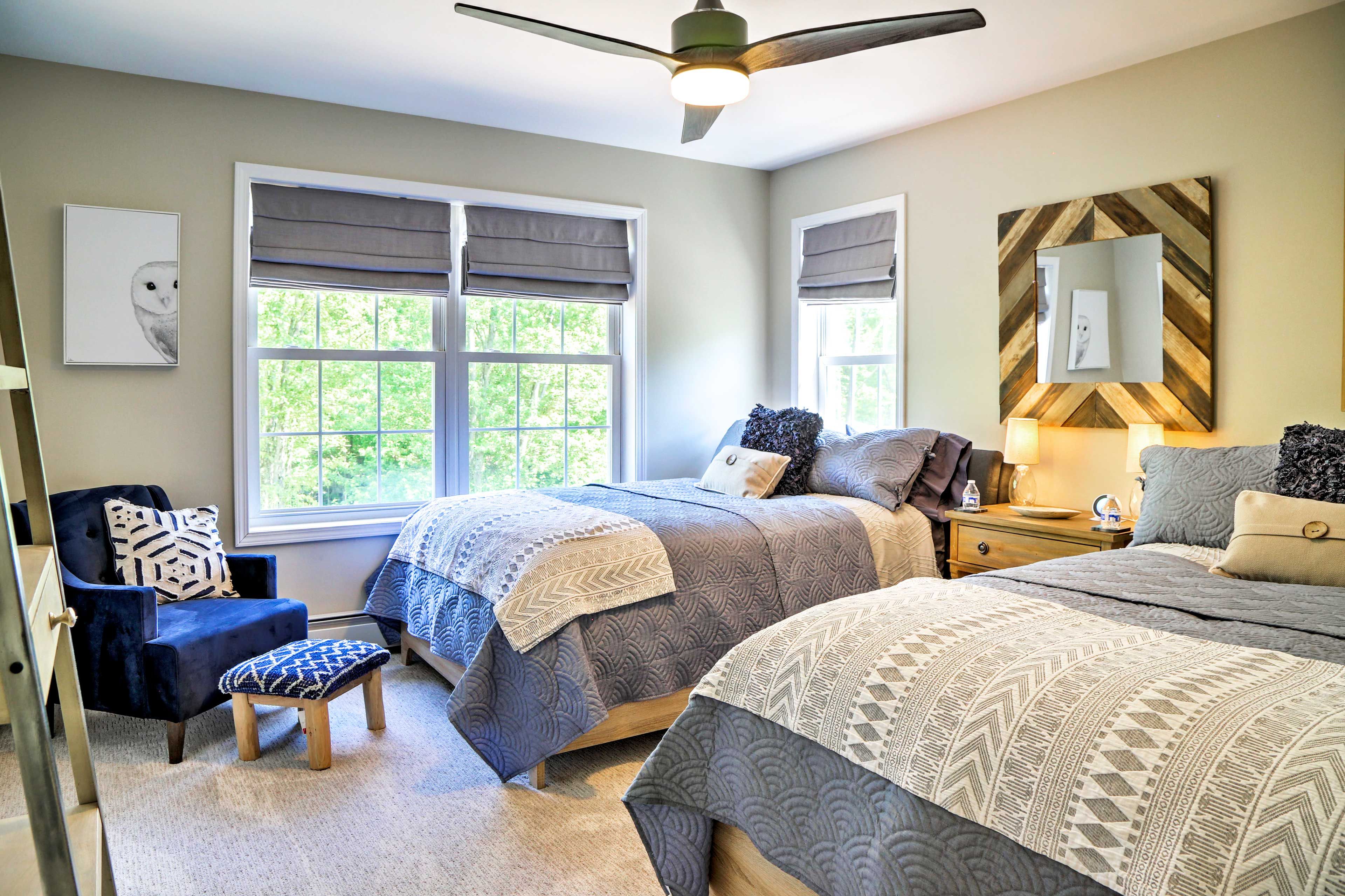 Kids will have plenty of space on the 2 full beds in this room.