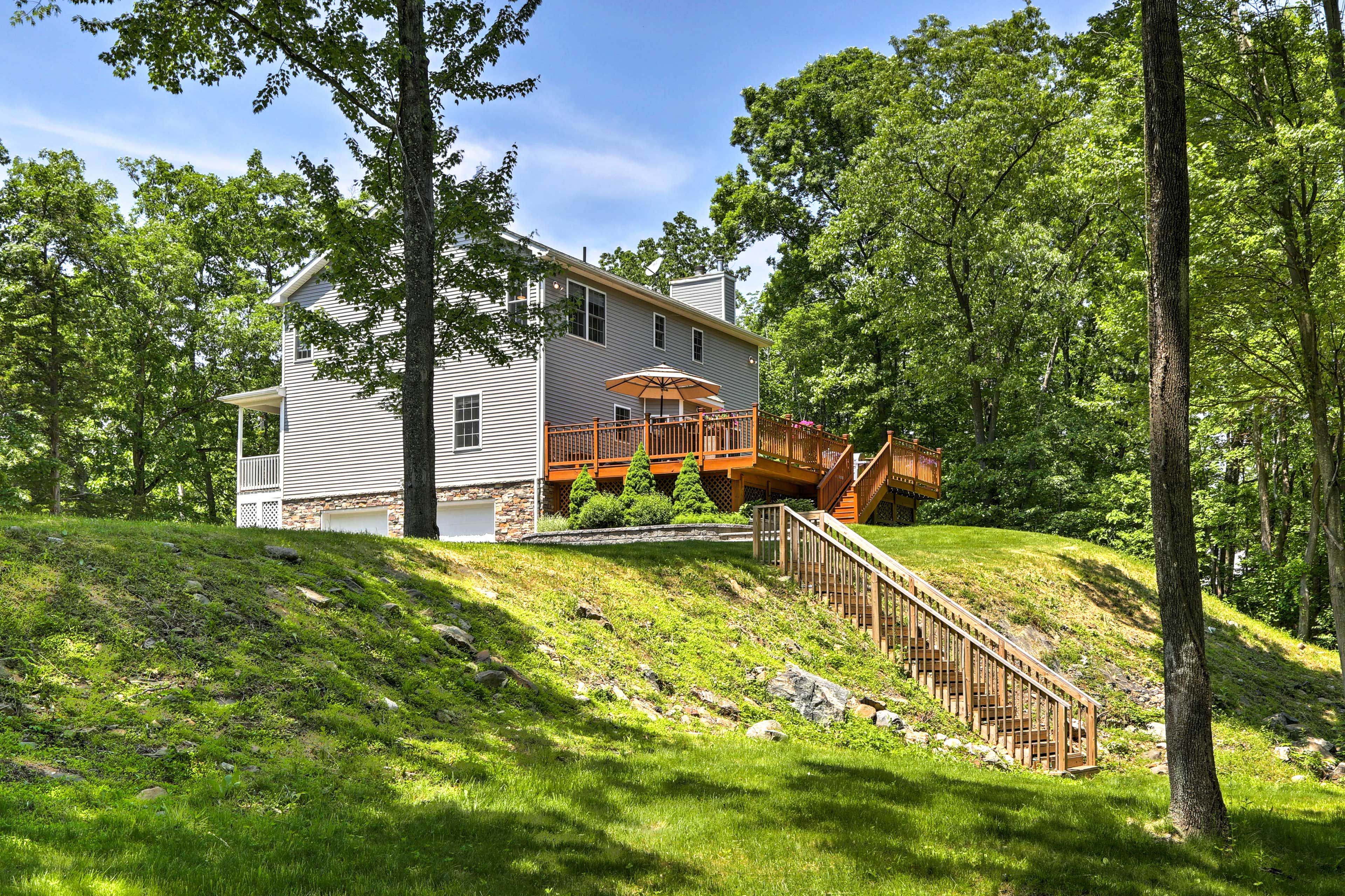 The spacious yard is made for outdoor fun with family and friends.