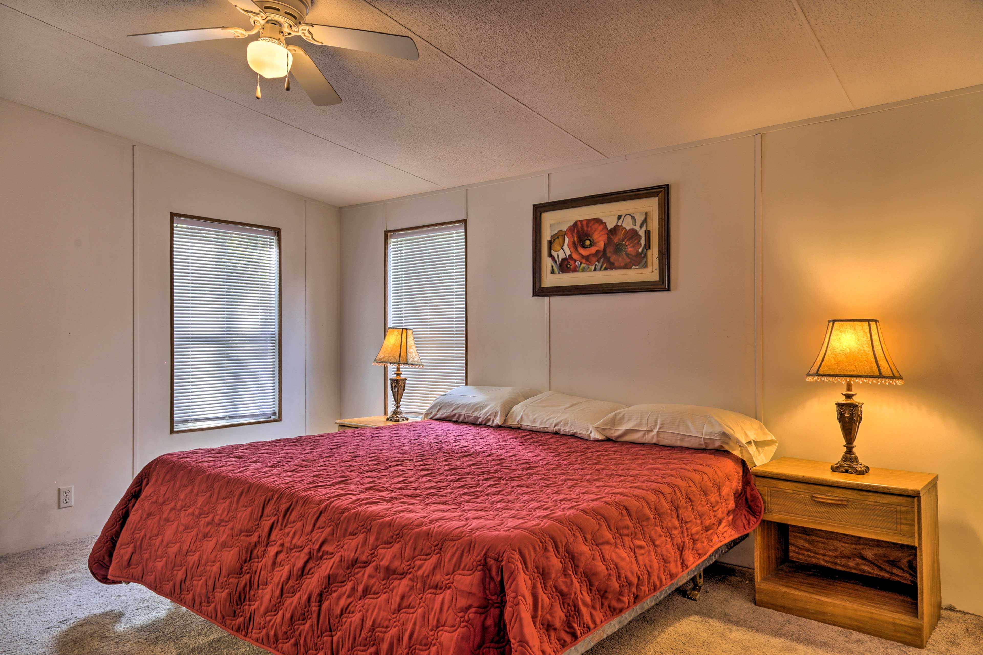 Slip under the covers on the cozy king bed!