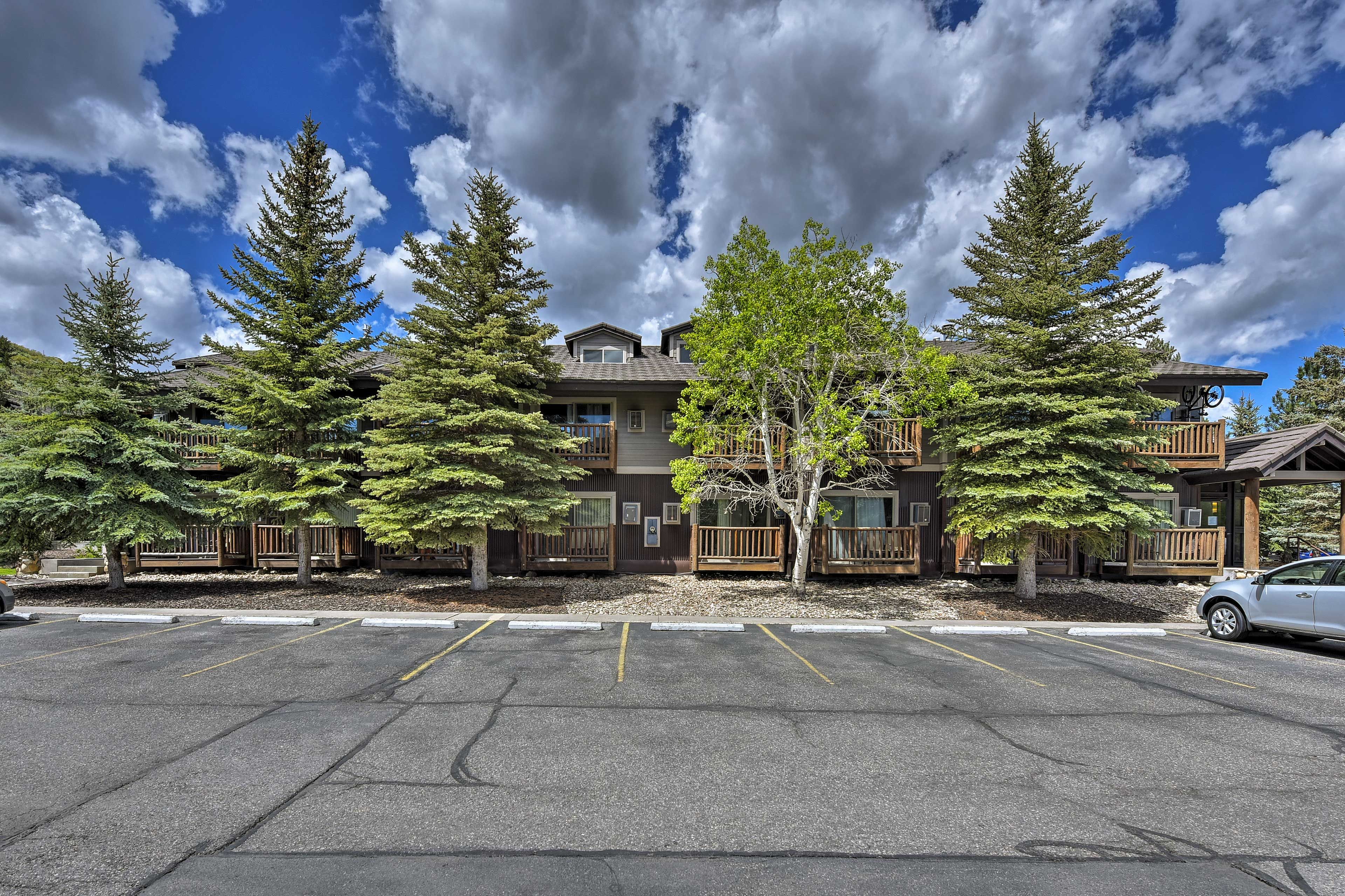 Your cozy condo is ideally situated right on the bus route!