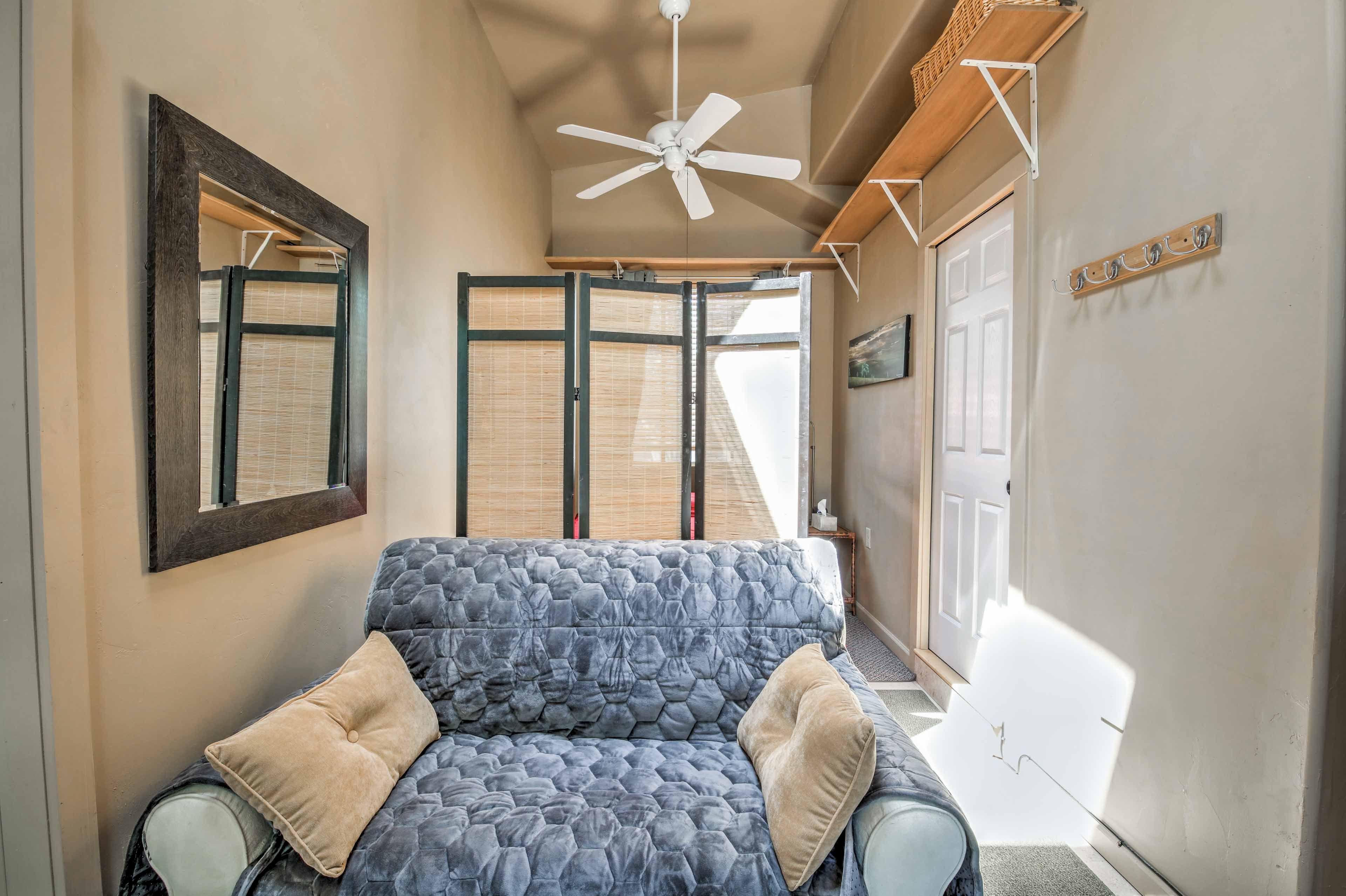 The loveseat doubles as a twin-sized sleeper sofa.