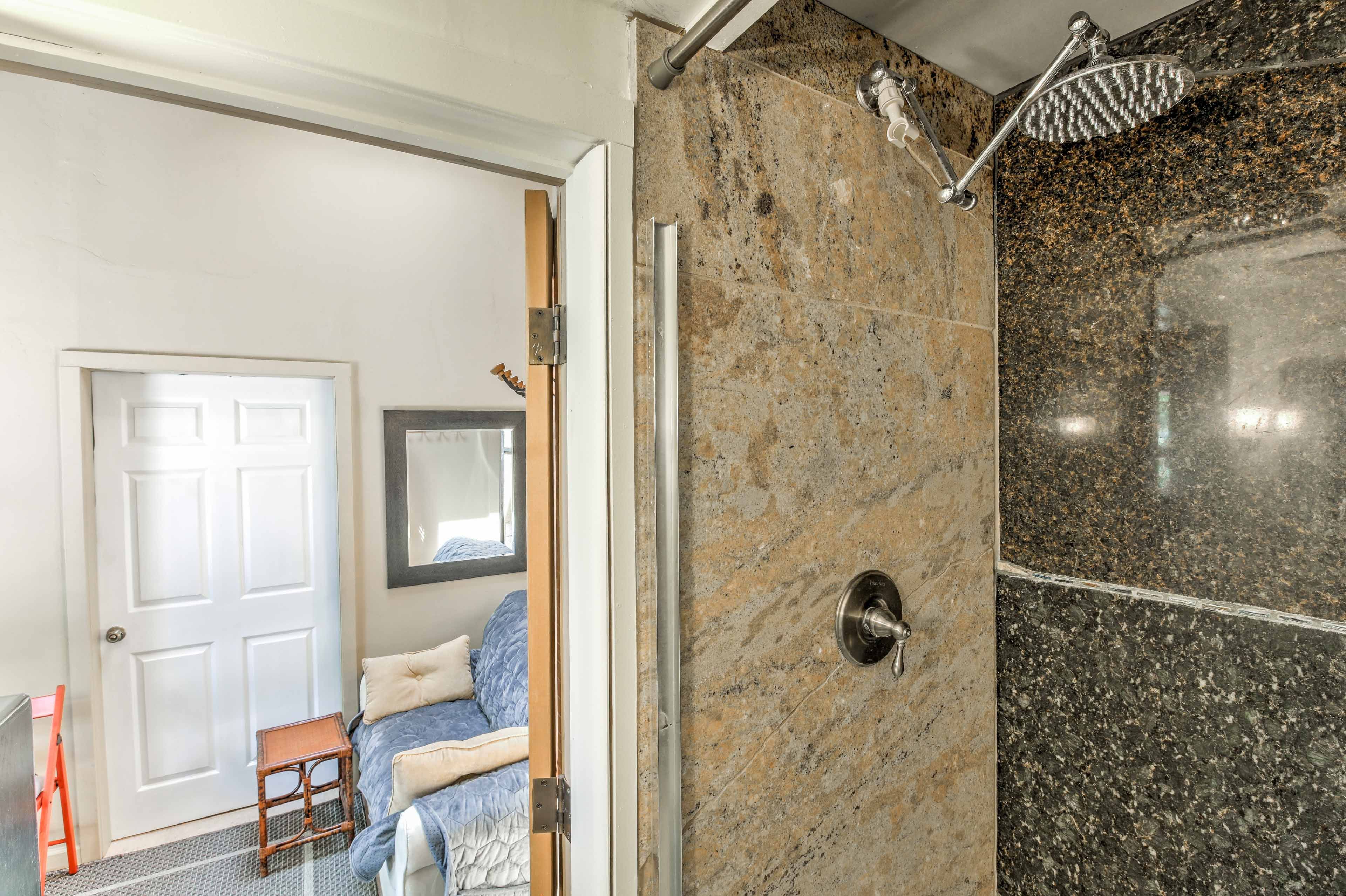 Enjoy a rinse in the walk-in shower.
