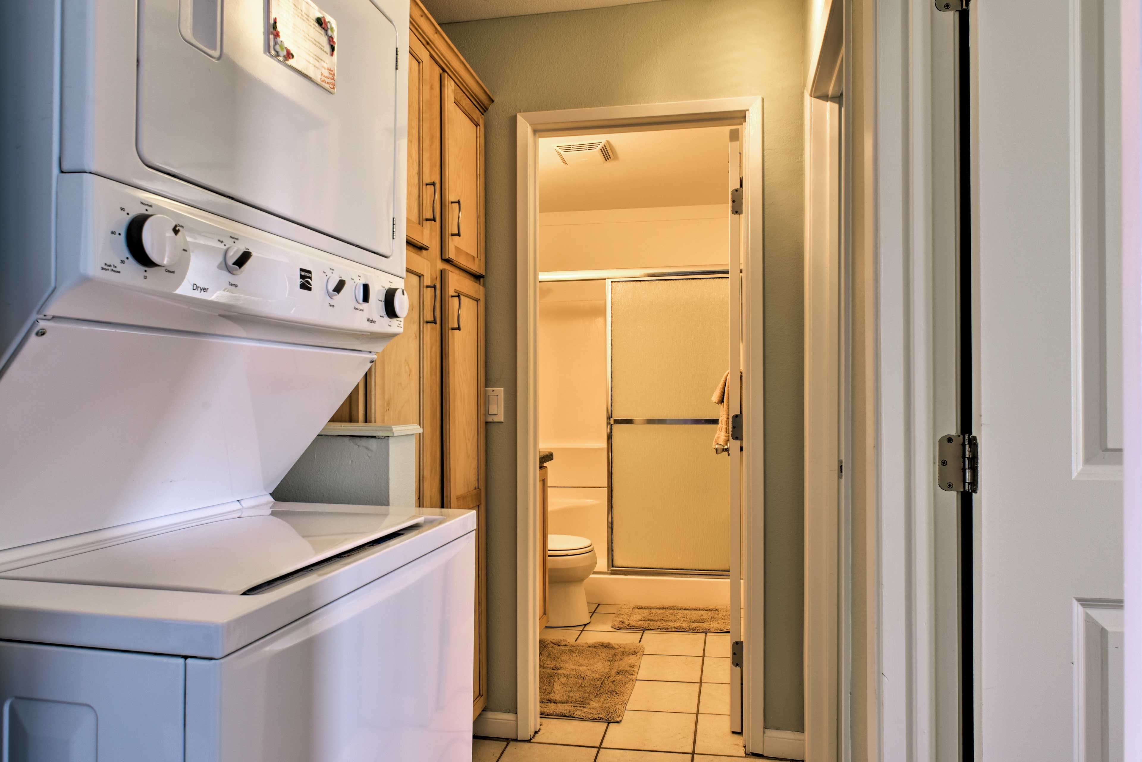 You'll find the in-unit laundry machines in the hallway.