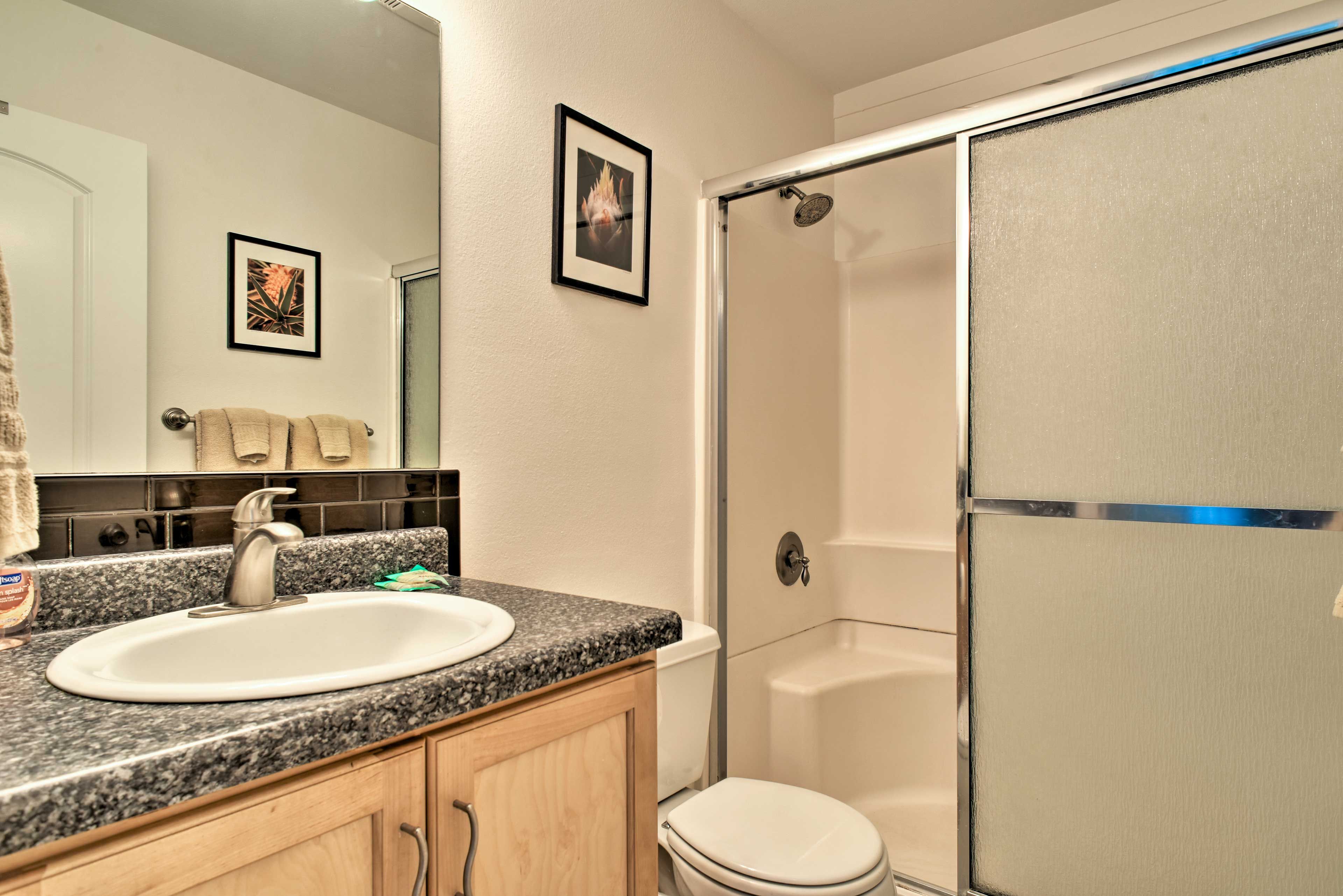 Rinse off after a day at the beach in the walk-in shower!