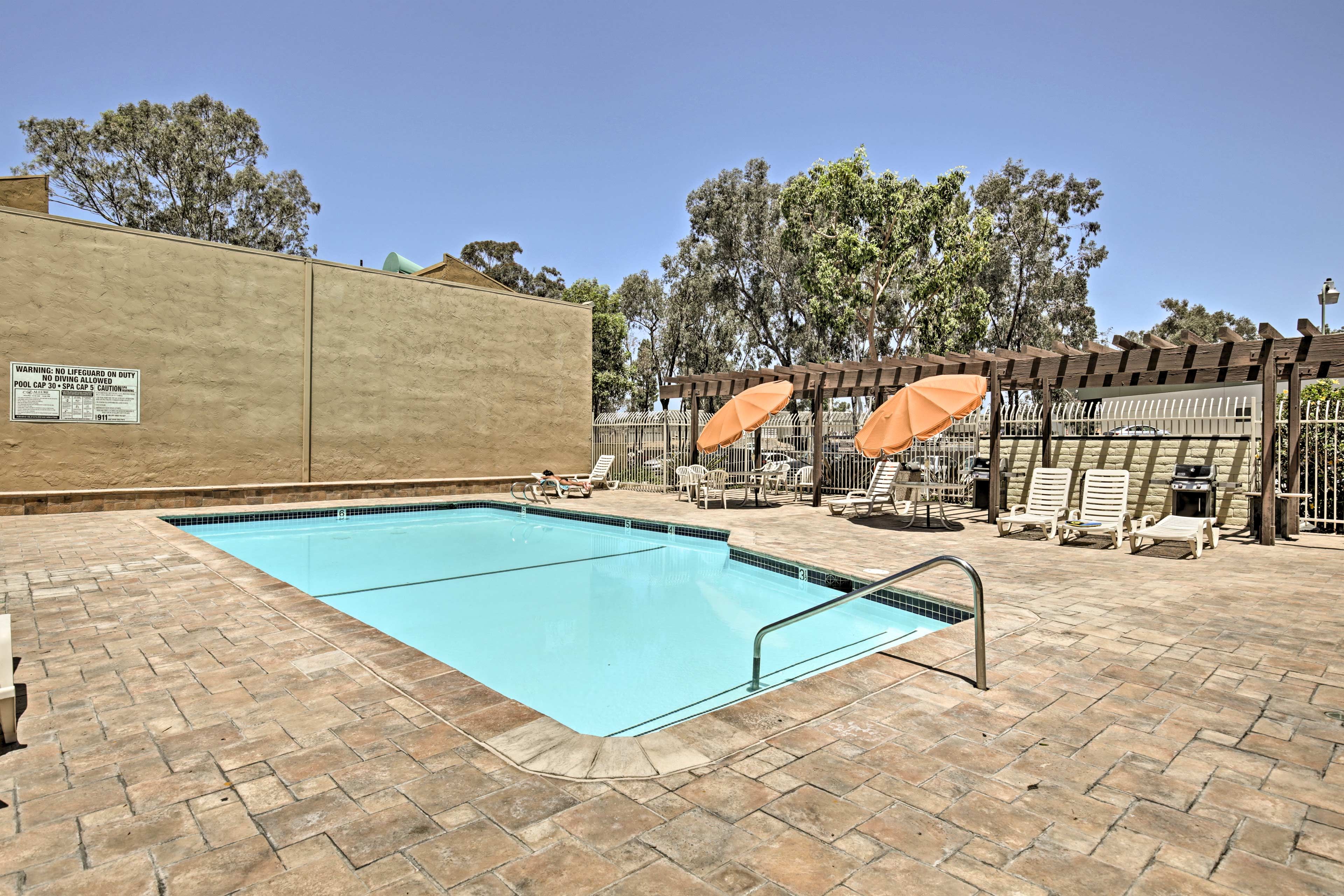 Soak up the sunshine from the lounge chairs.