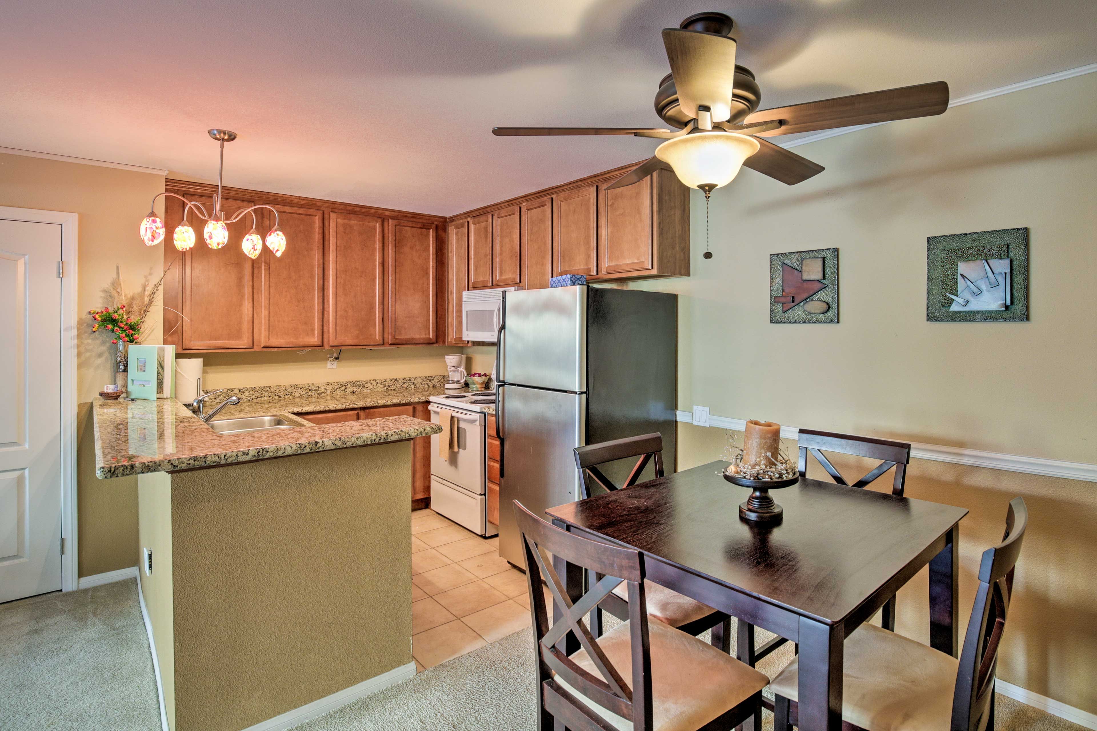 Enjoy home-cooked meals at the 4-person table.