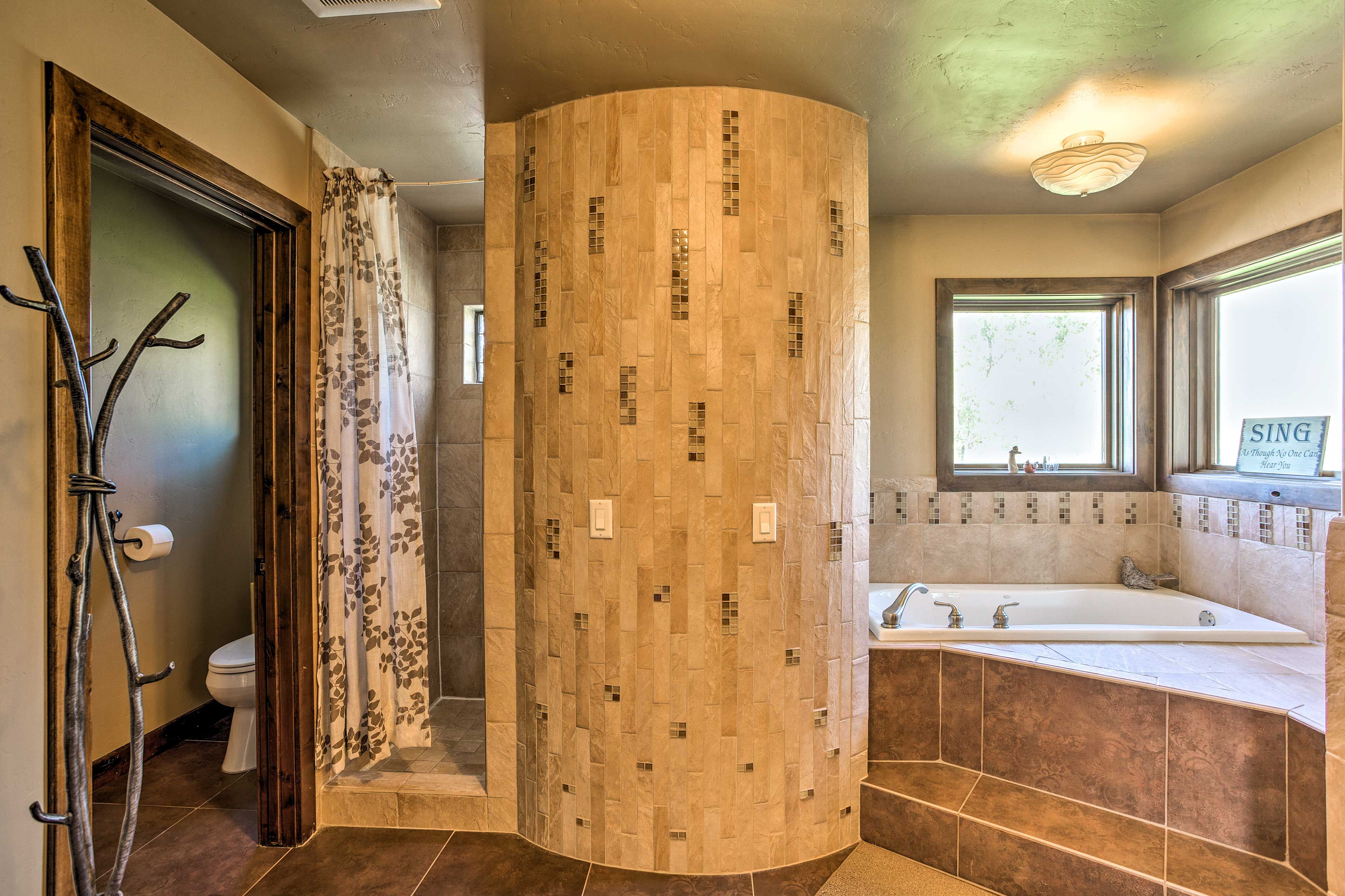 If you need a quick rinse, there's a walk-in shower as well.