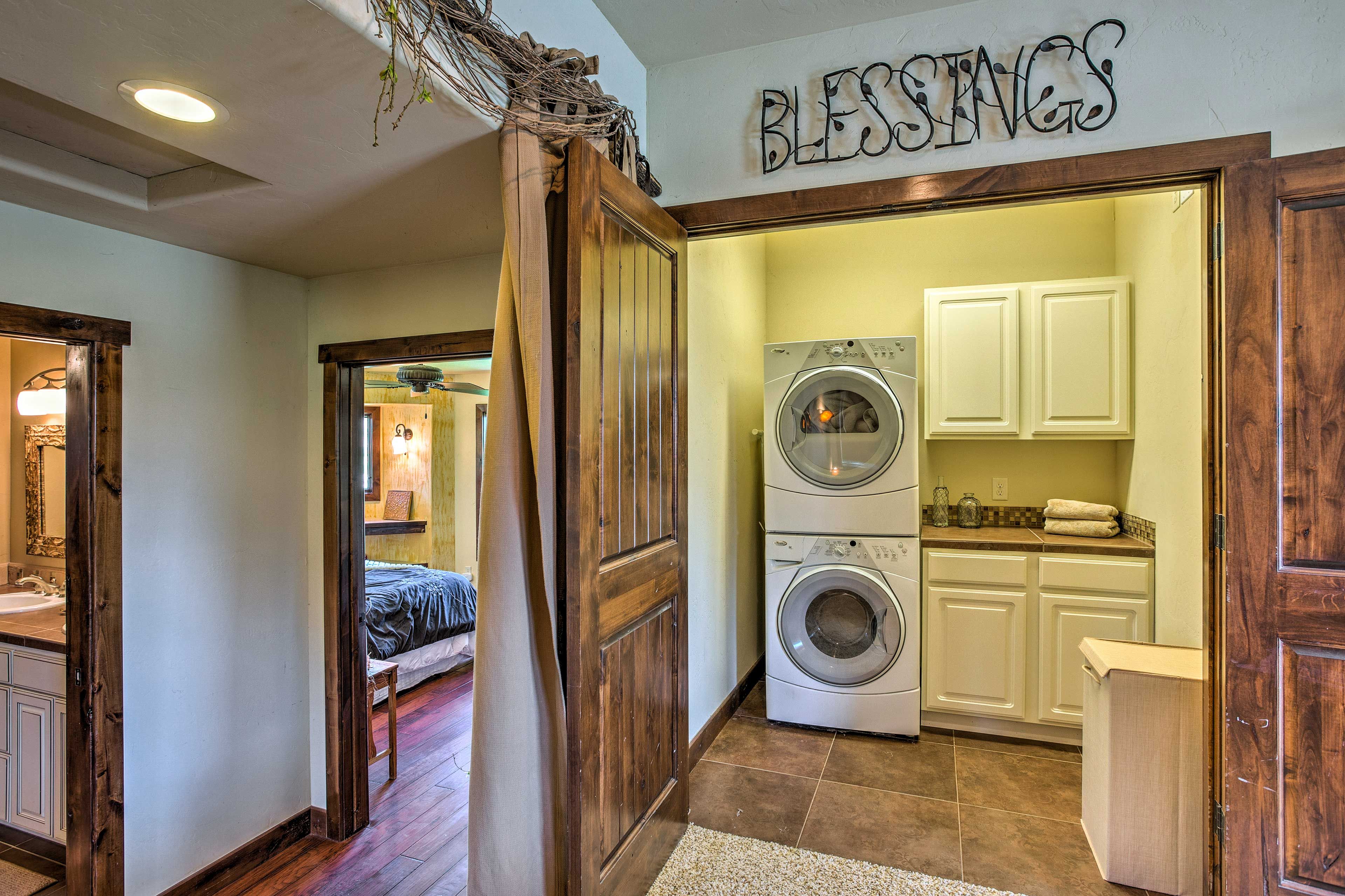 There are 2 sets of in-unit laundry machines to keep your clothes clean.