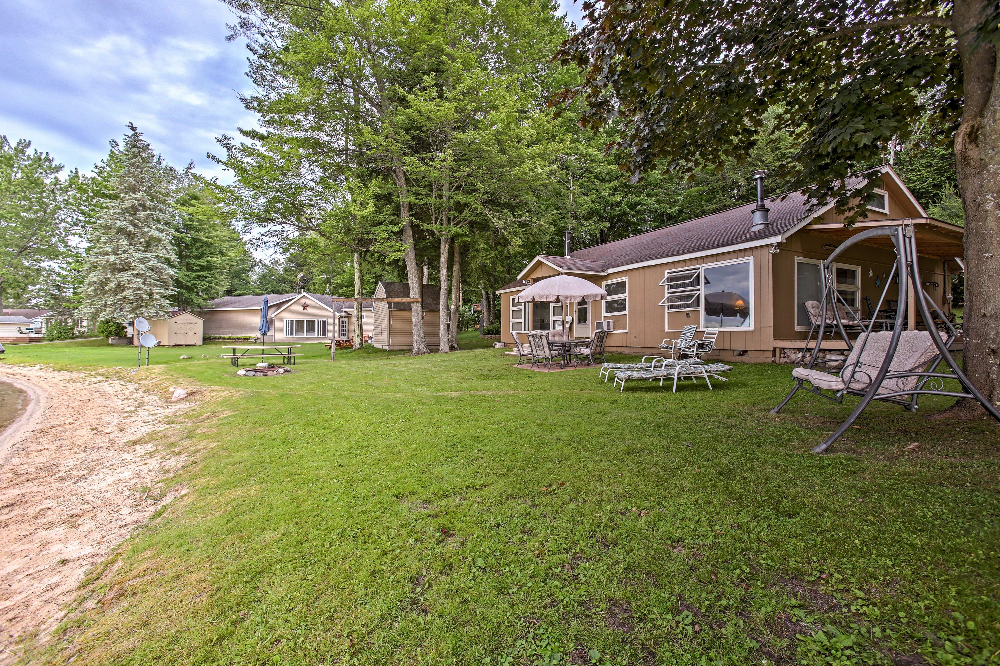 The open yard is a waterfront playground.