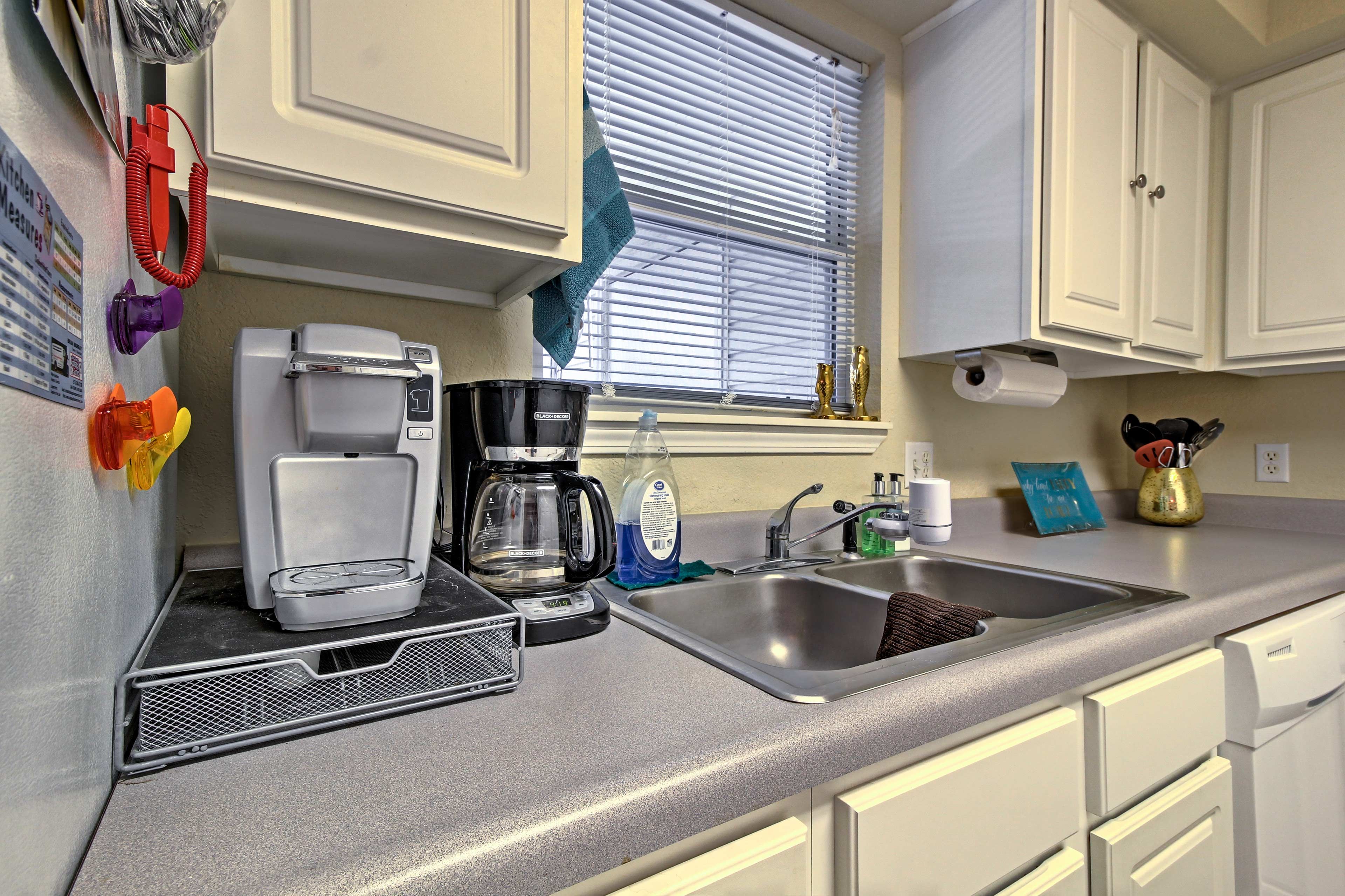 Wake up each morning to a freshly brewed cup of coffee from the Keurig.