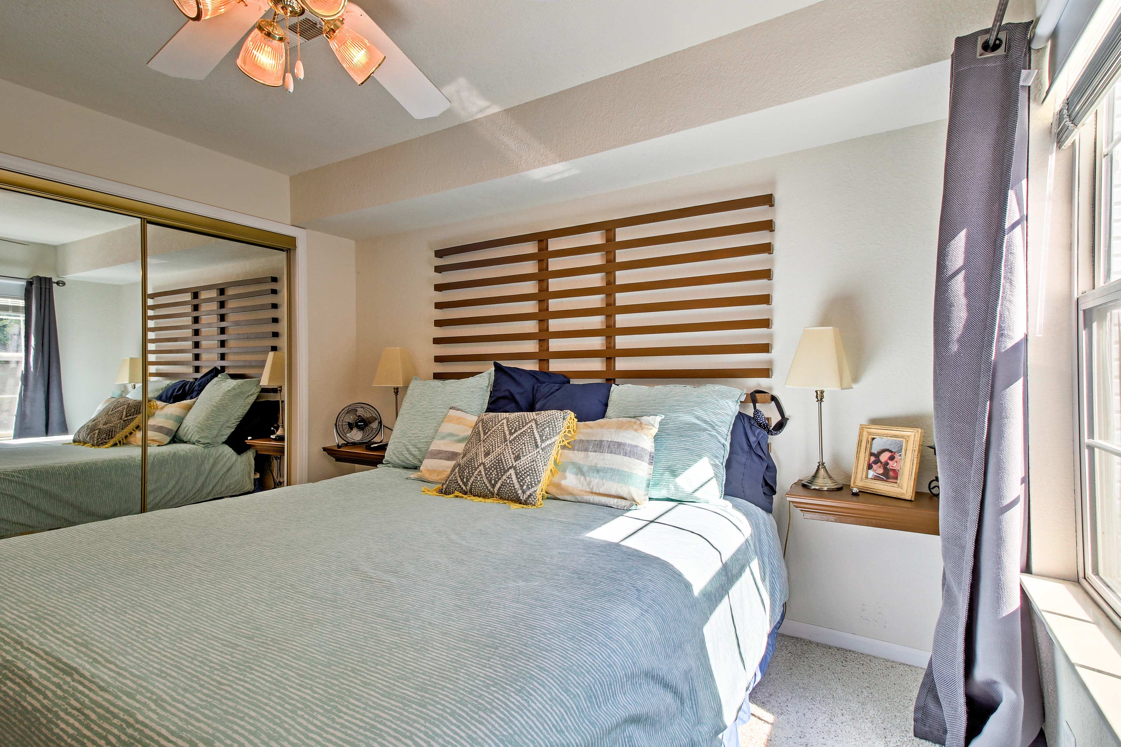 The king bed is the perfect spot to collapse after a day in the sun!