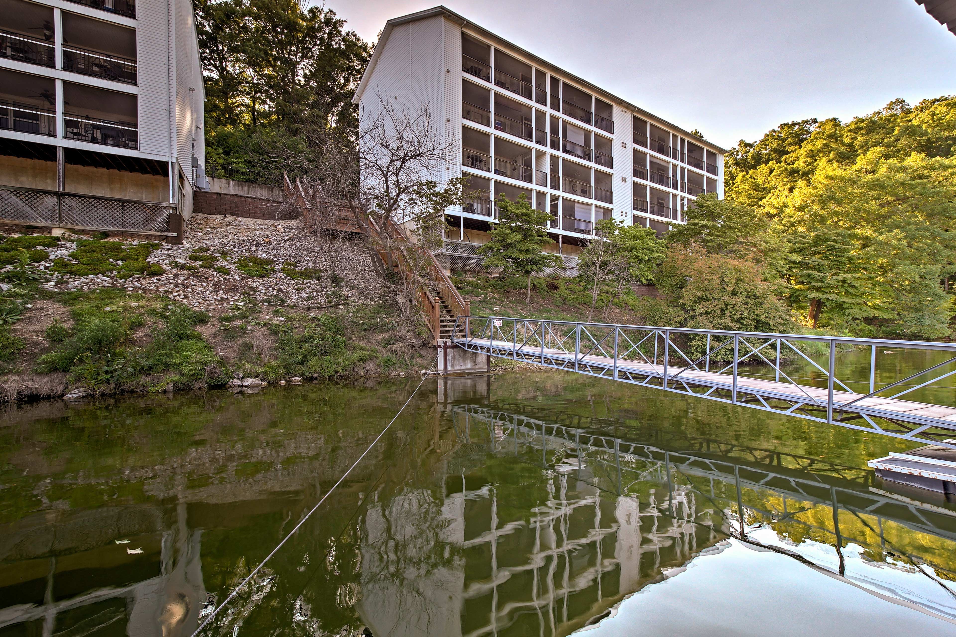Over the water and through the trees to the boat dock you go!