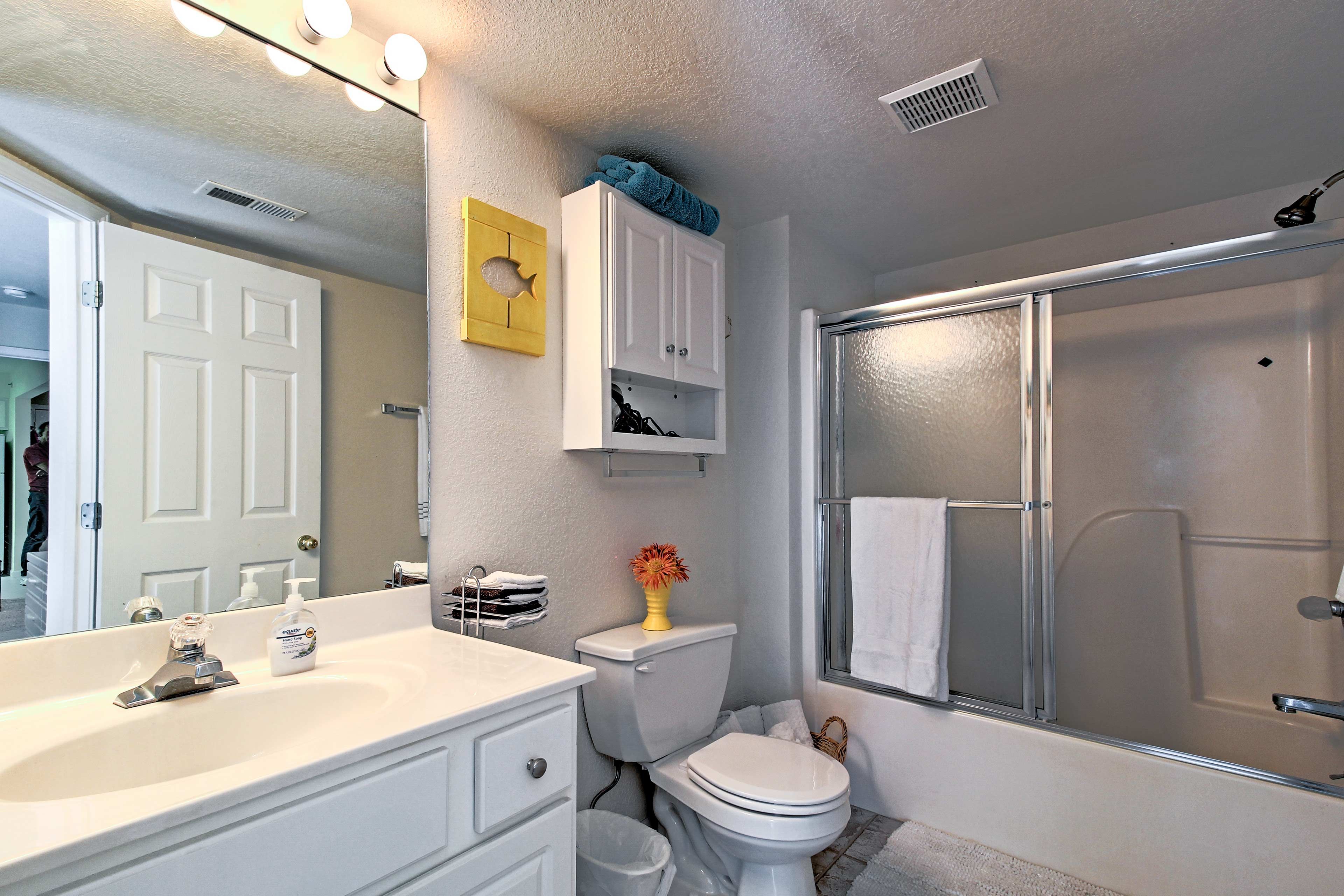 There are 2 bathrooms in the home.