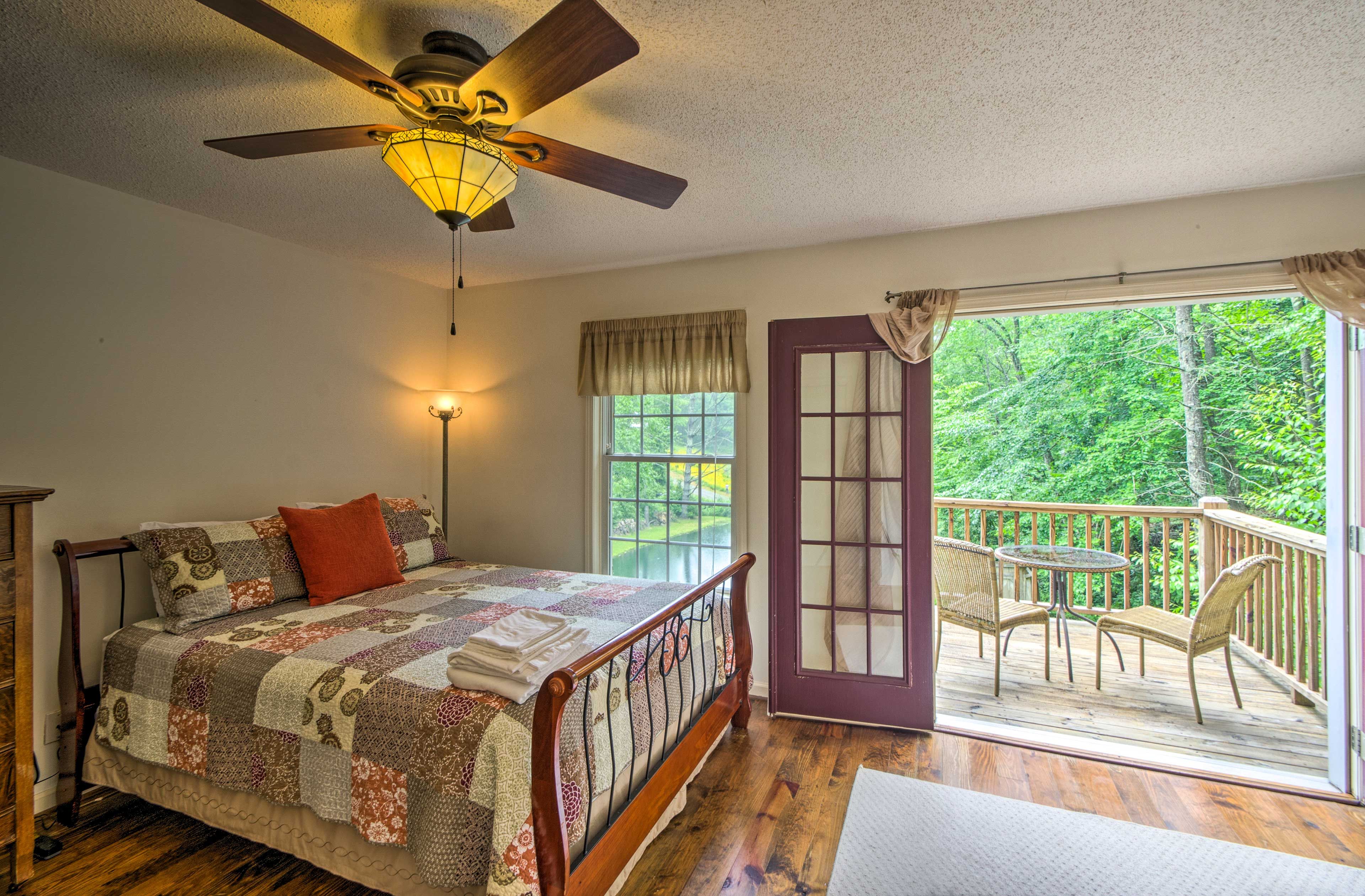 Bedroom 1 | Queen Bed | Linens Provided | Deck Access