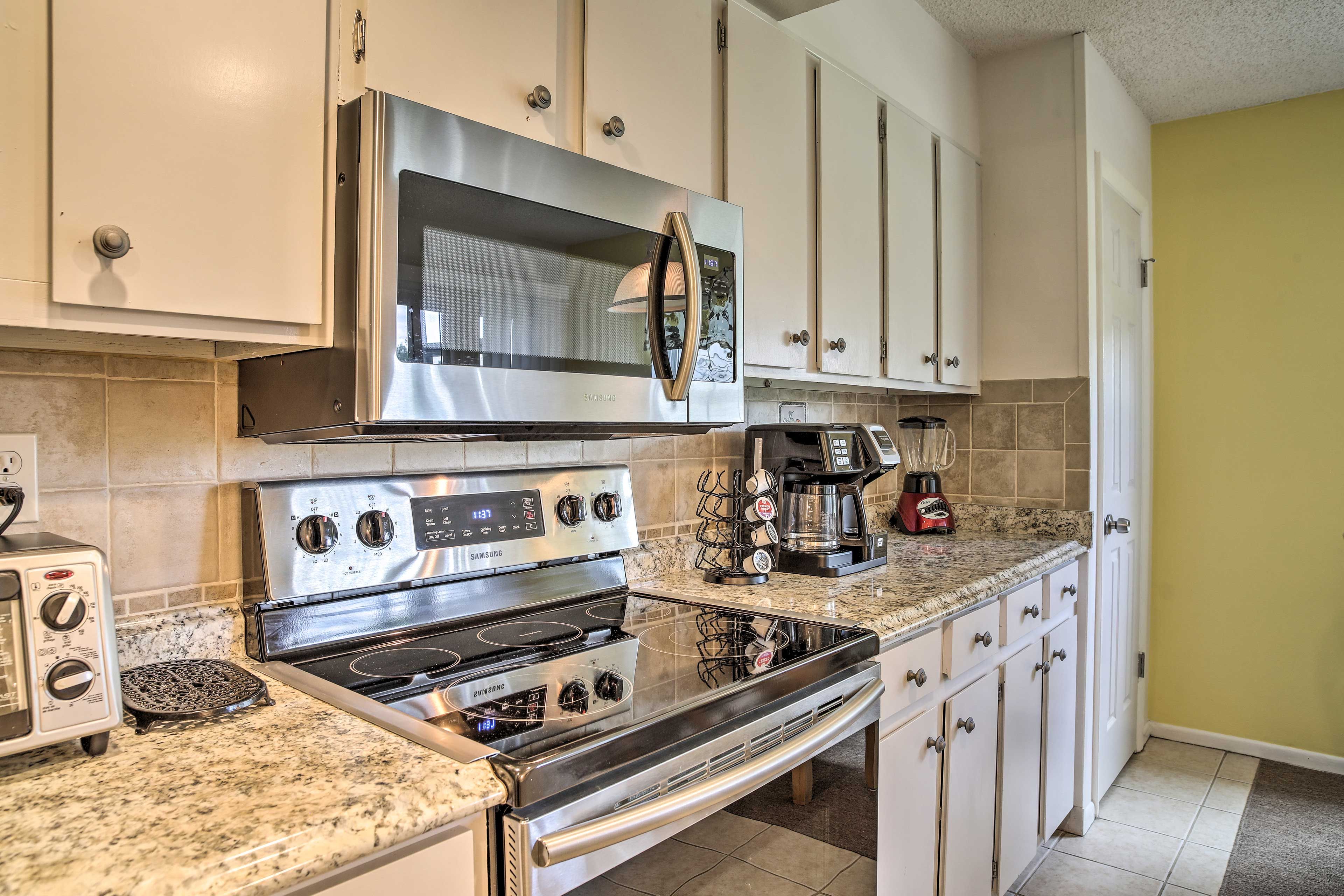 Stainless steel appliances add a polished look to the space.