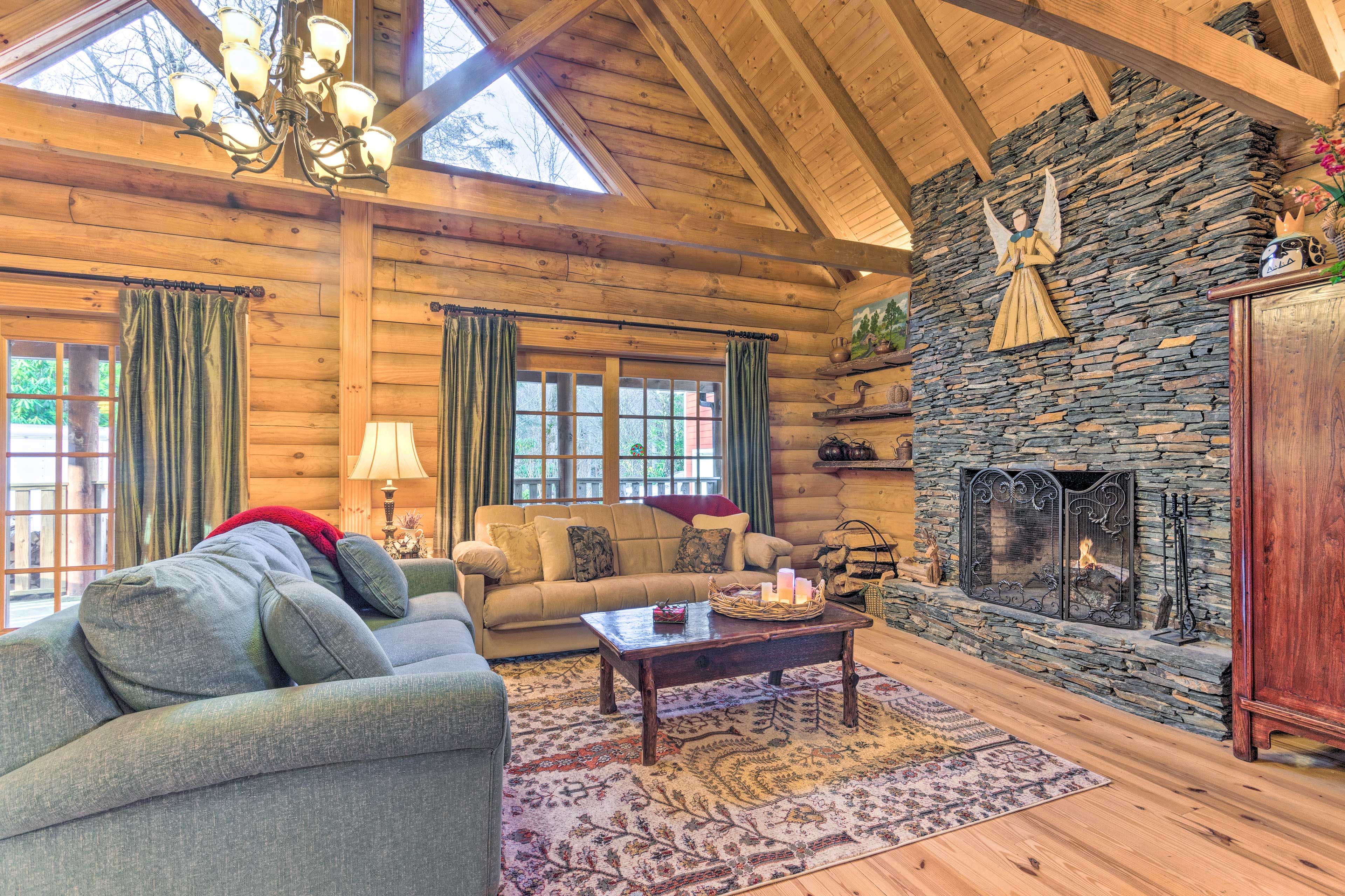 Living Room | Wood-Burning Fireplace | 1st Floor
