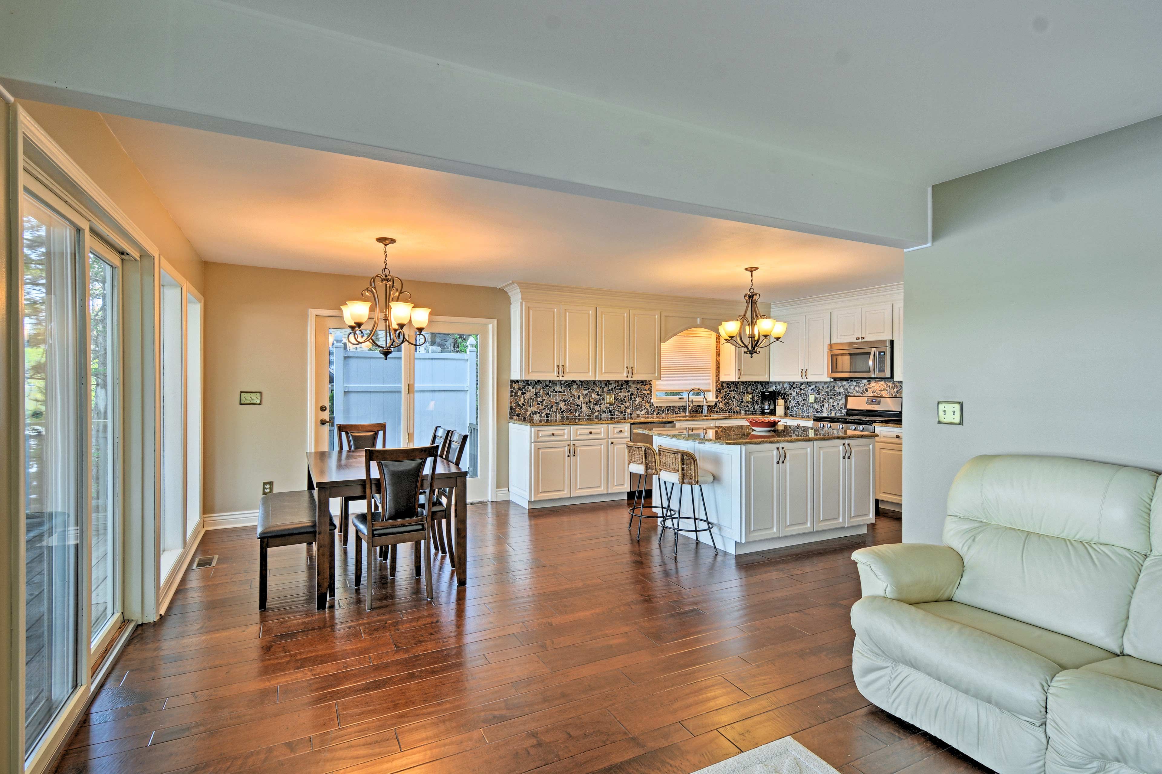 An open floor plan ensures nobody is left out of the conversation.