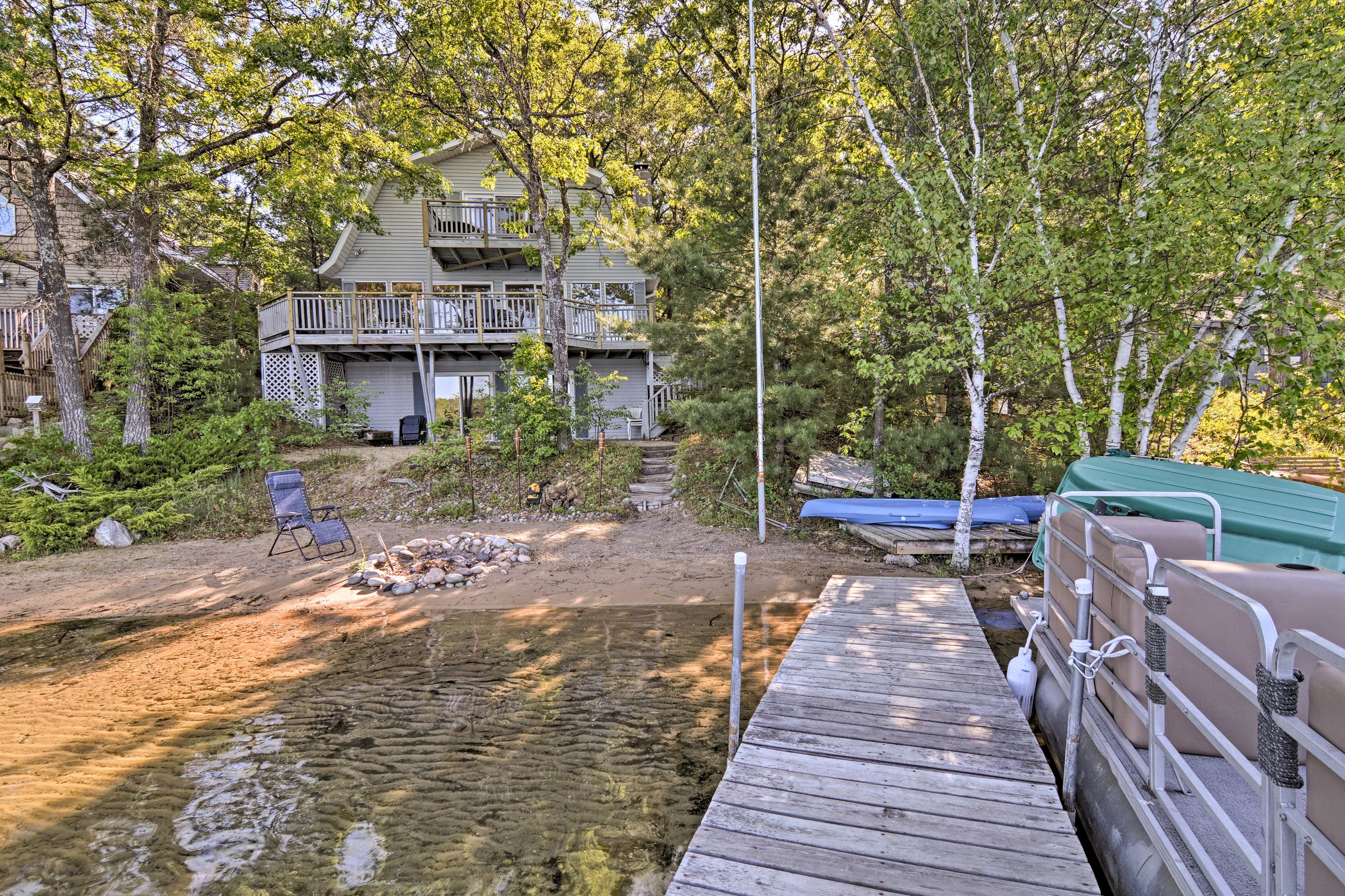 The private dock is ideal for swimming and fishing.
