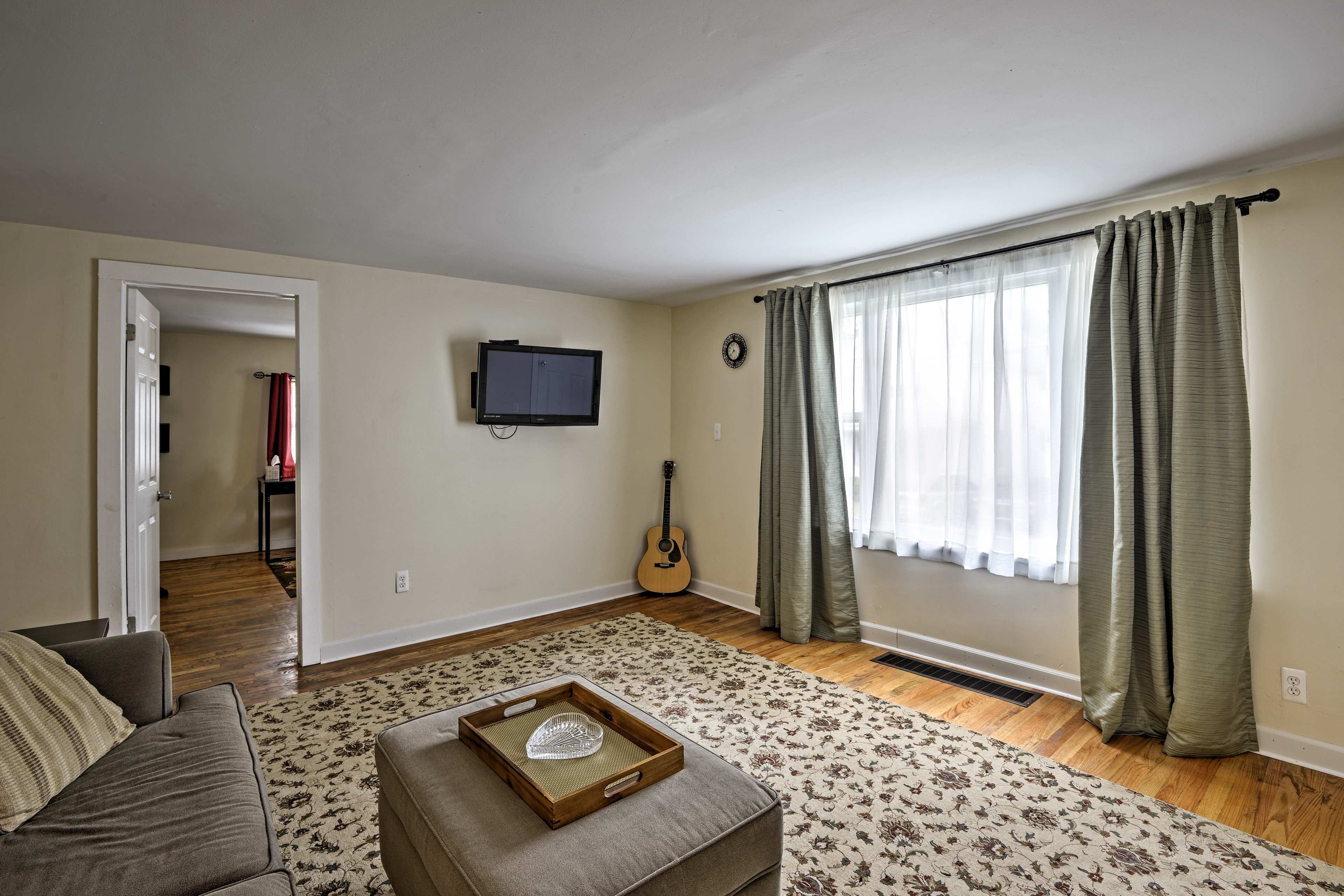 Watch your favorite shows on the flat-screen TV.