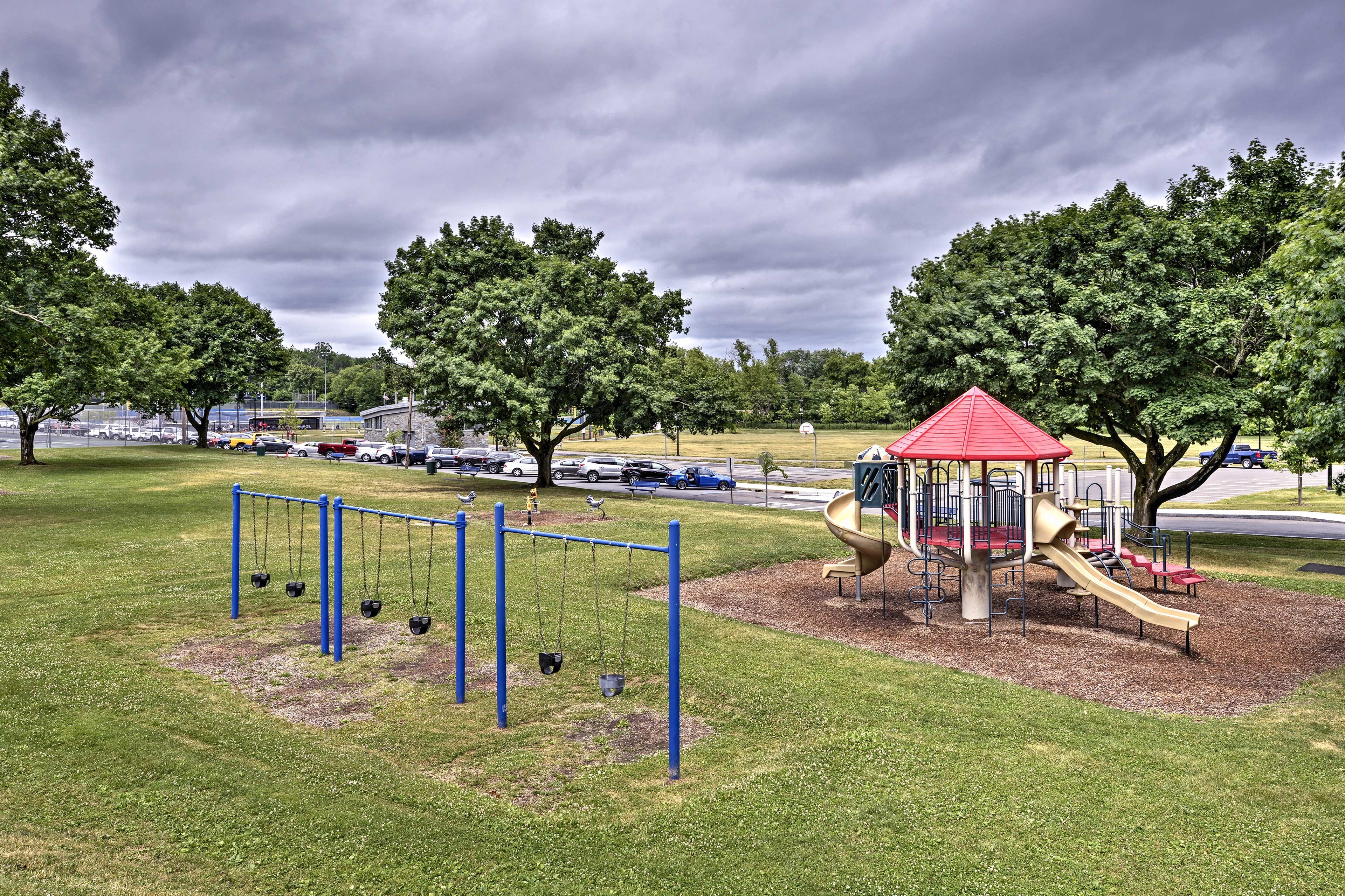 A playground down the road is great for the kids.