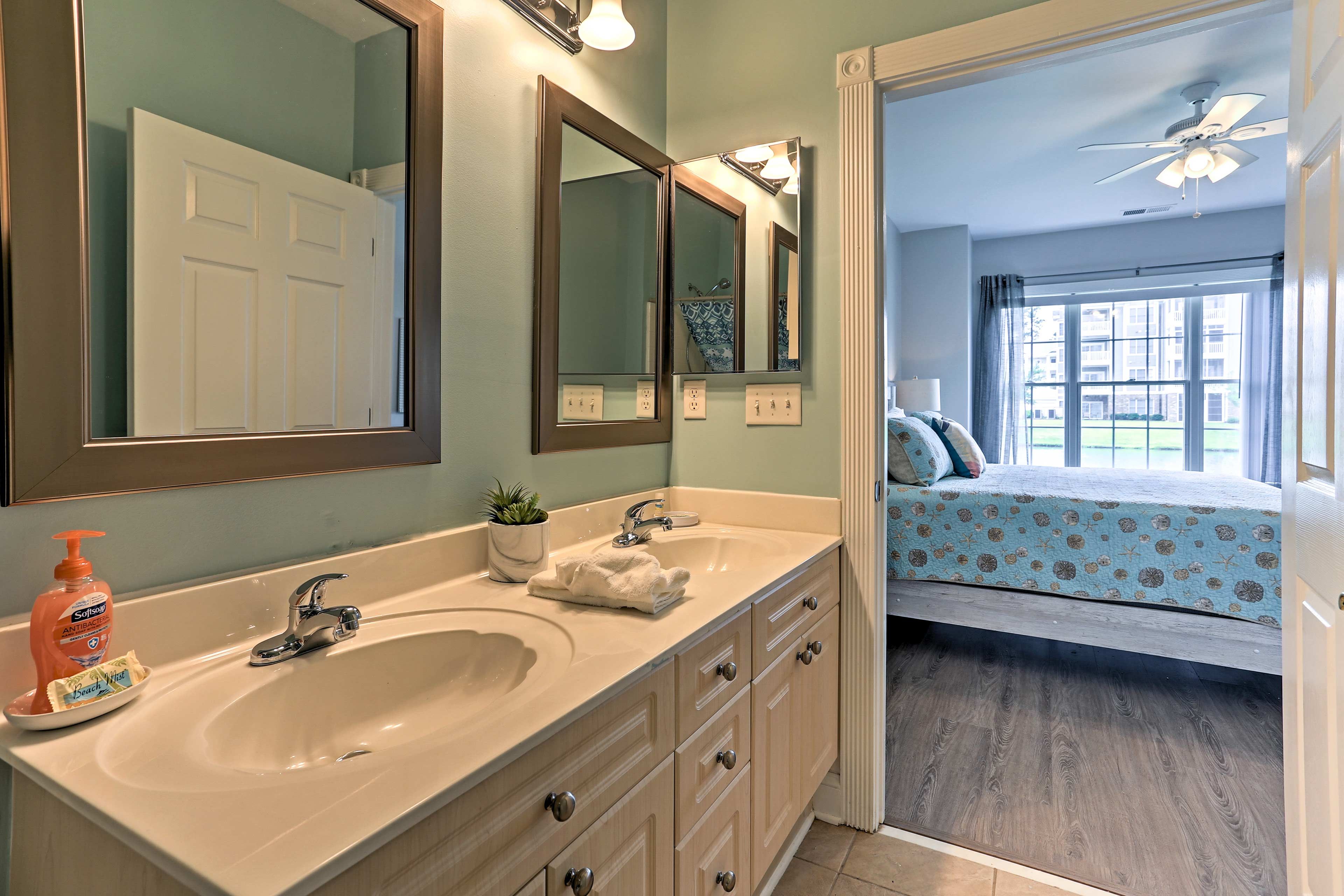 Natural light illuminates the tastefully appointed condo.