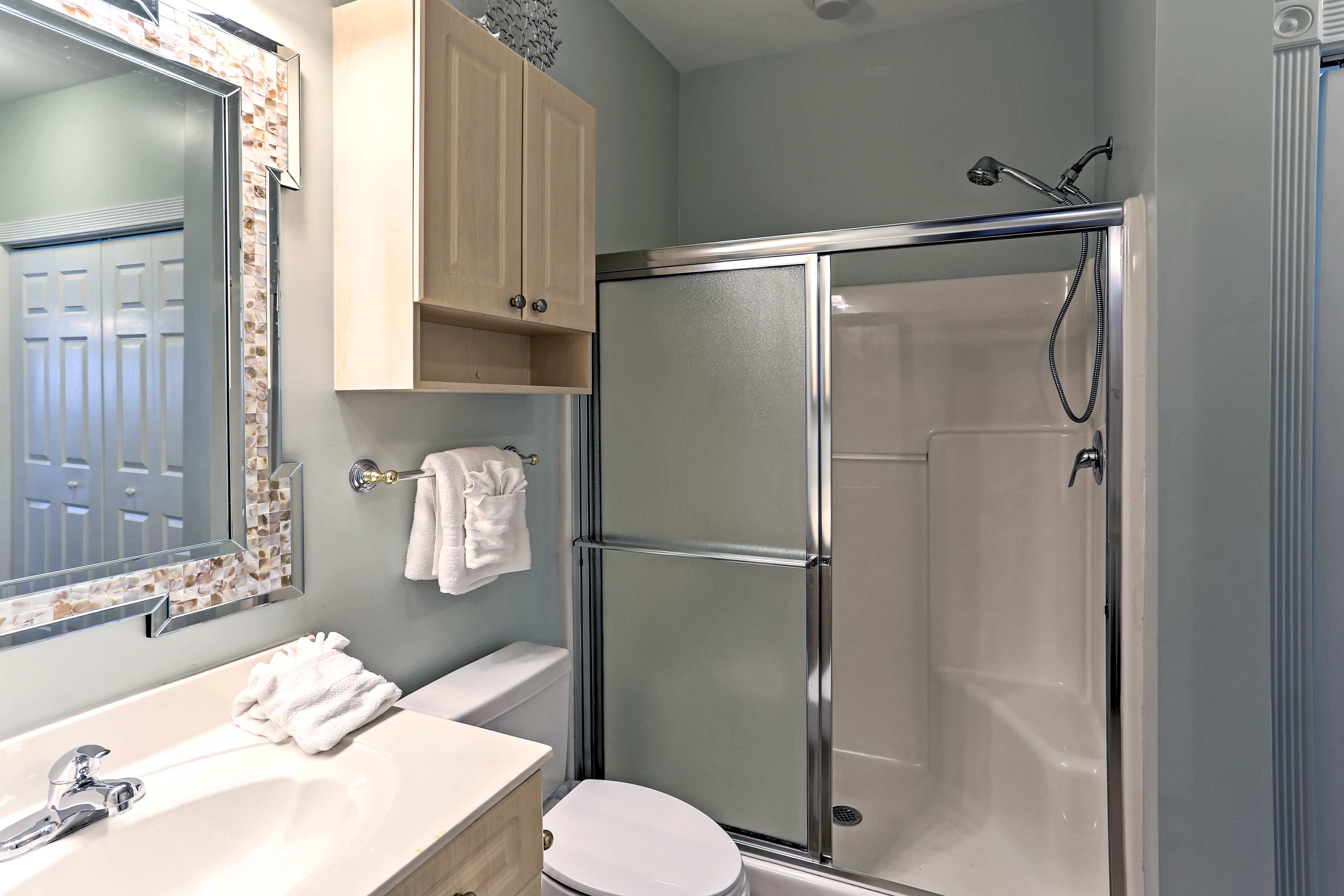 The second full bathroom is equipped with a walk-in shower.
