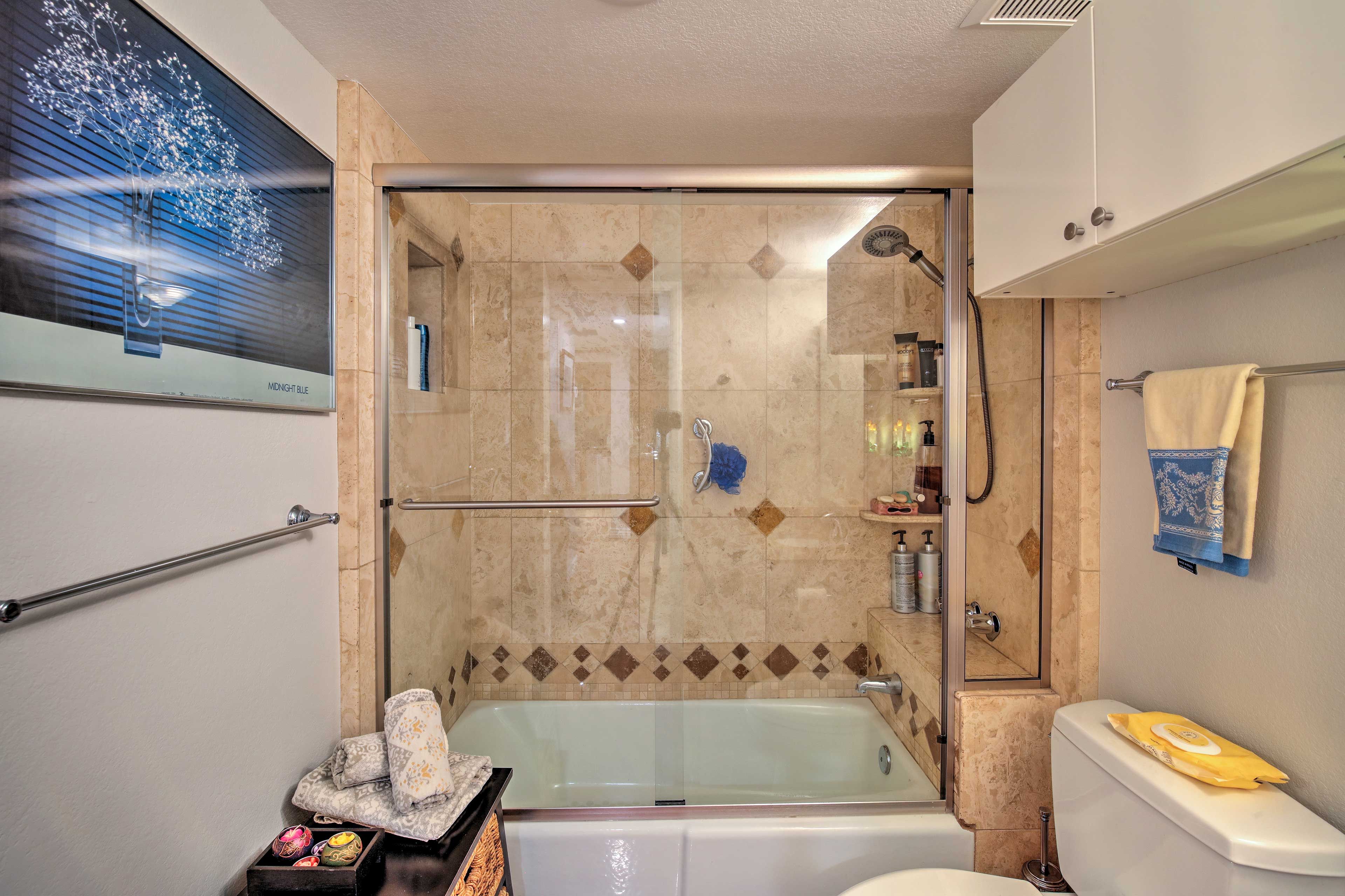 The space offers a detachable shower head.