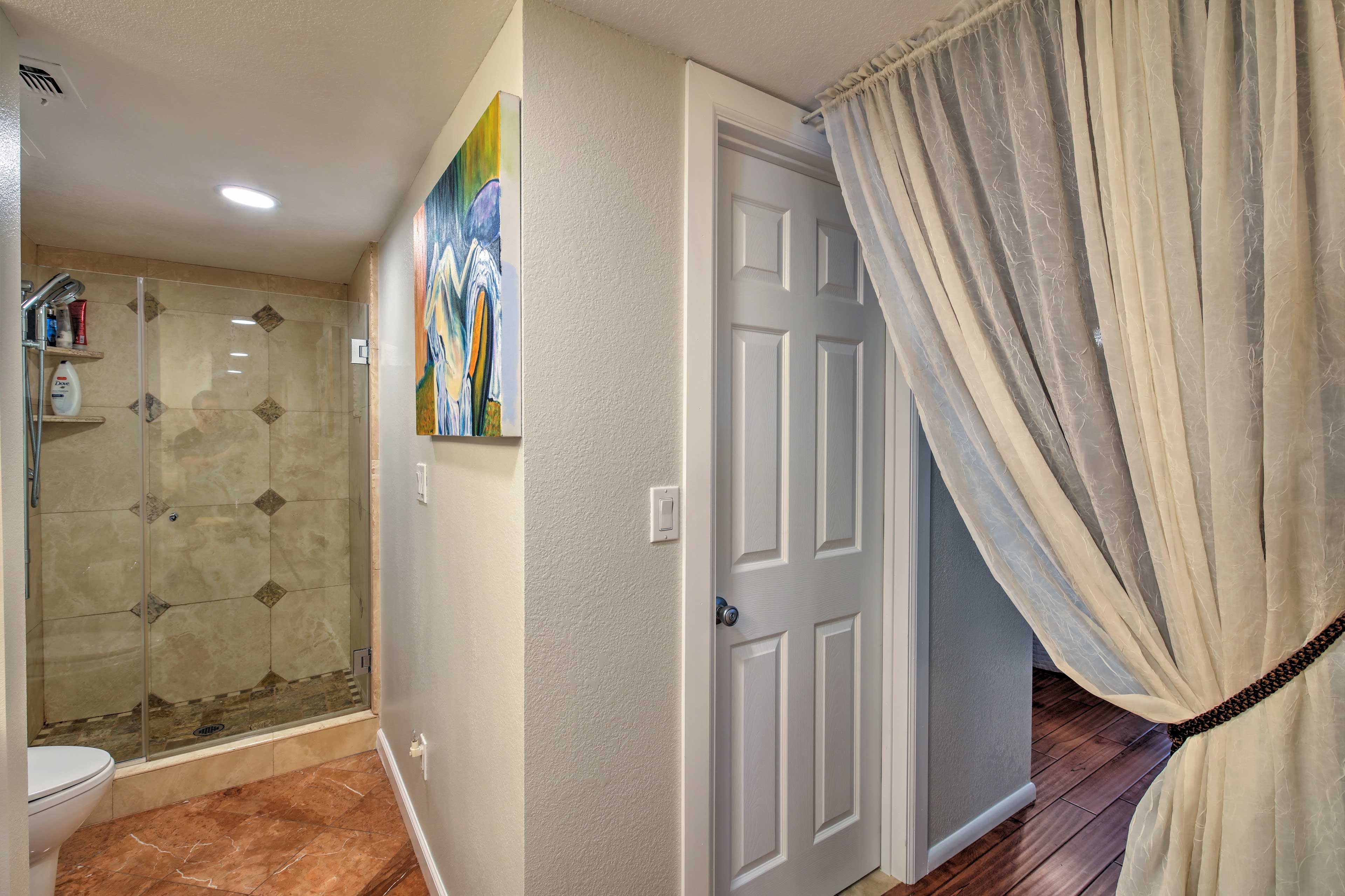Rinse and refresh in the large walk-in shower.