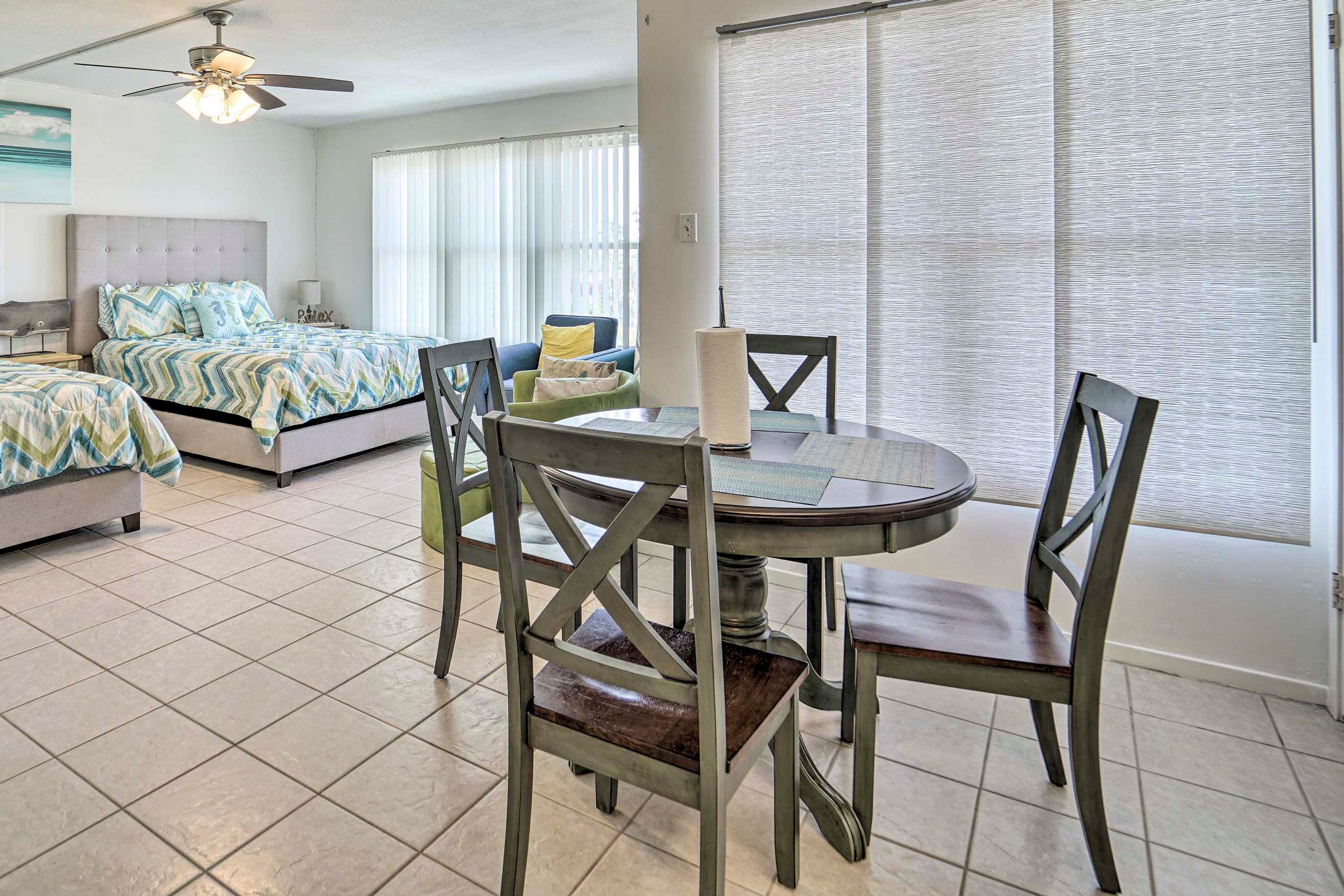 Savor all of your meals at the 4-person dining table.