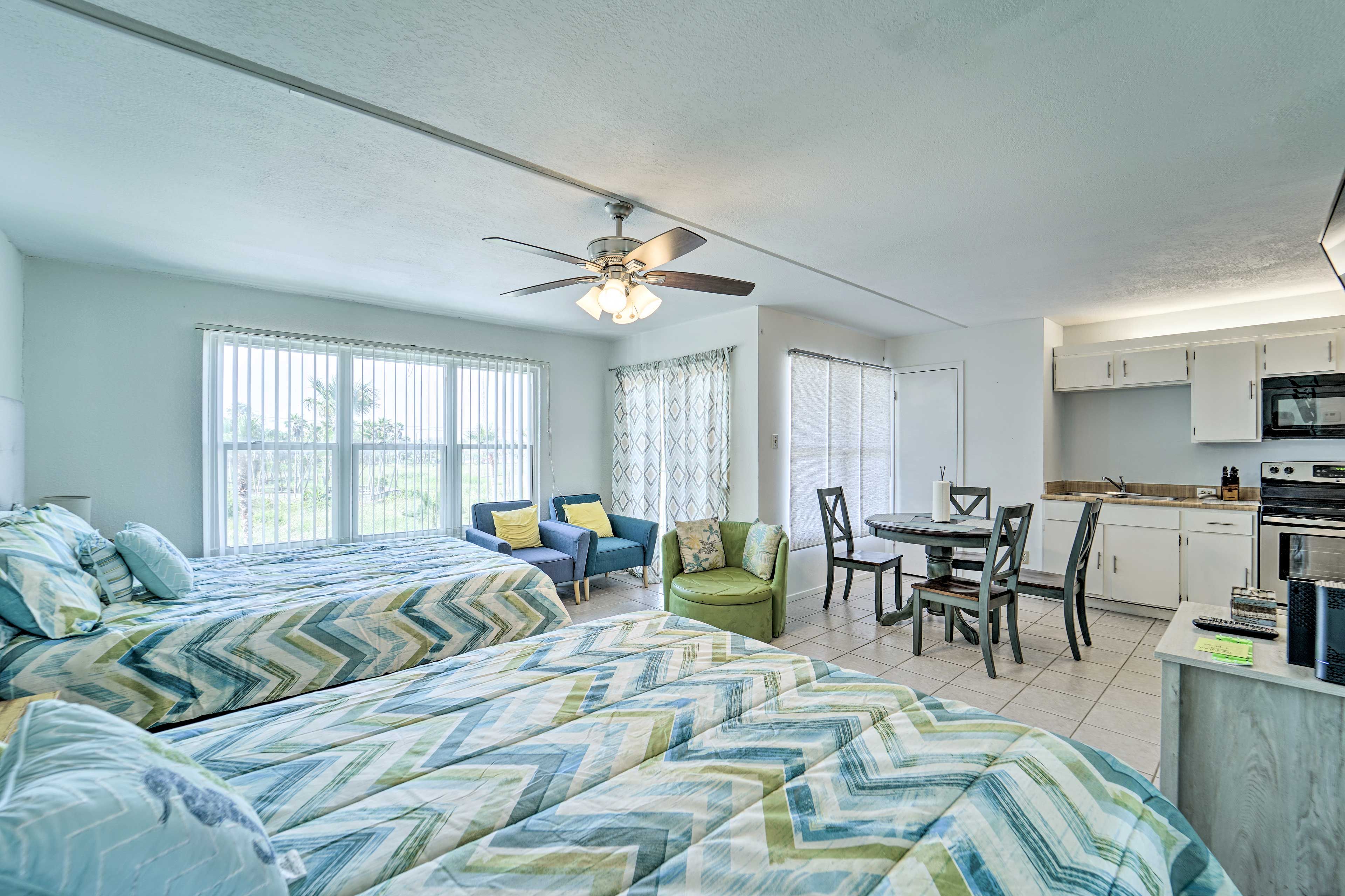 Fall into a deep sleep in one of the 2 cozy queen beds.
