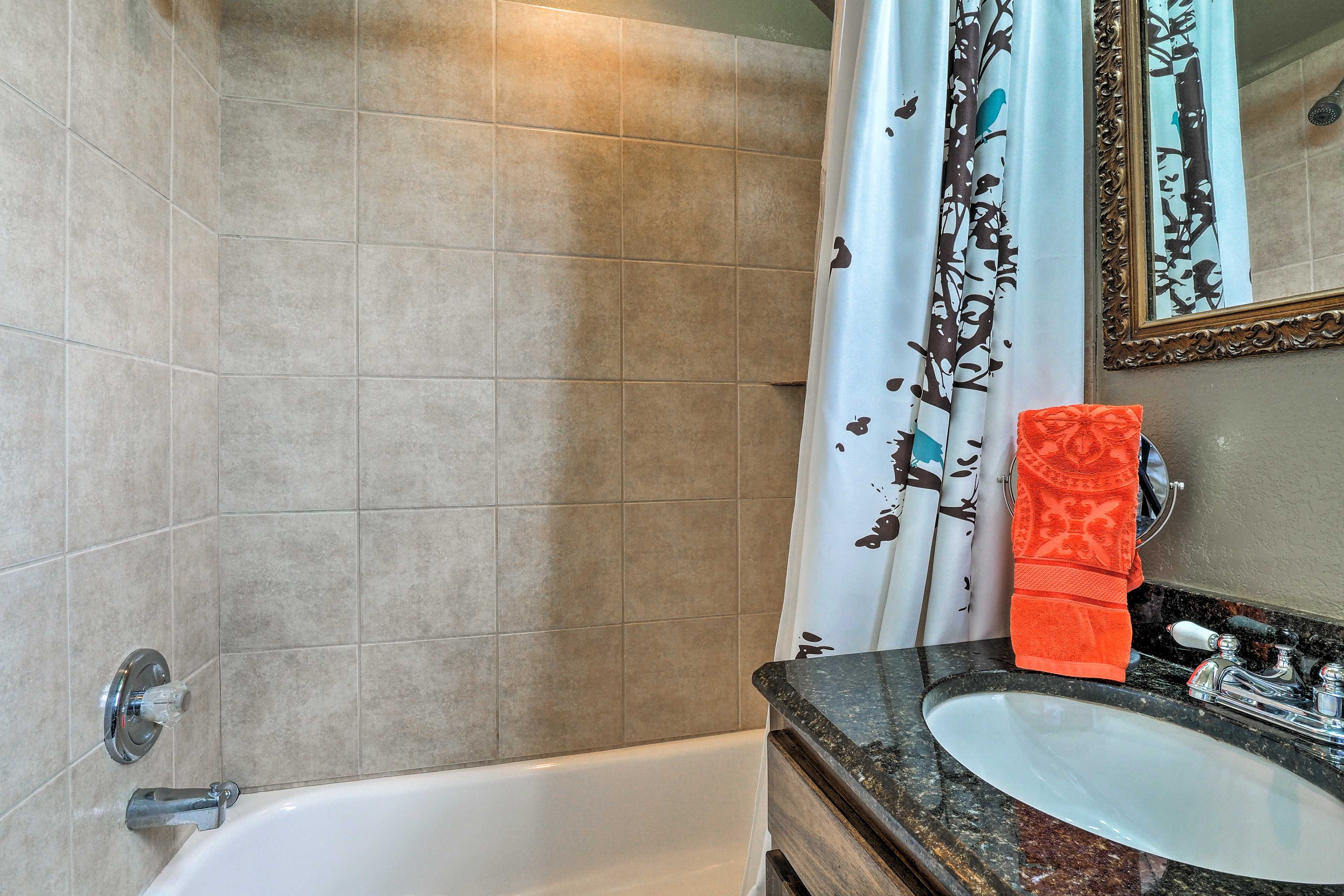 Wash up in the shower/tub combo.
