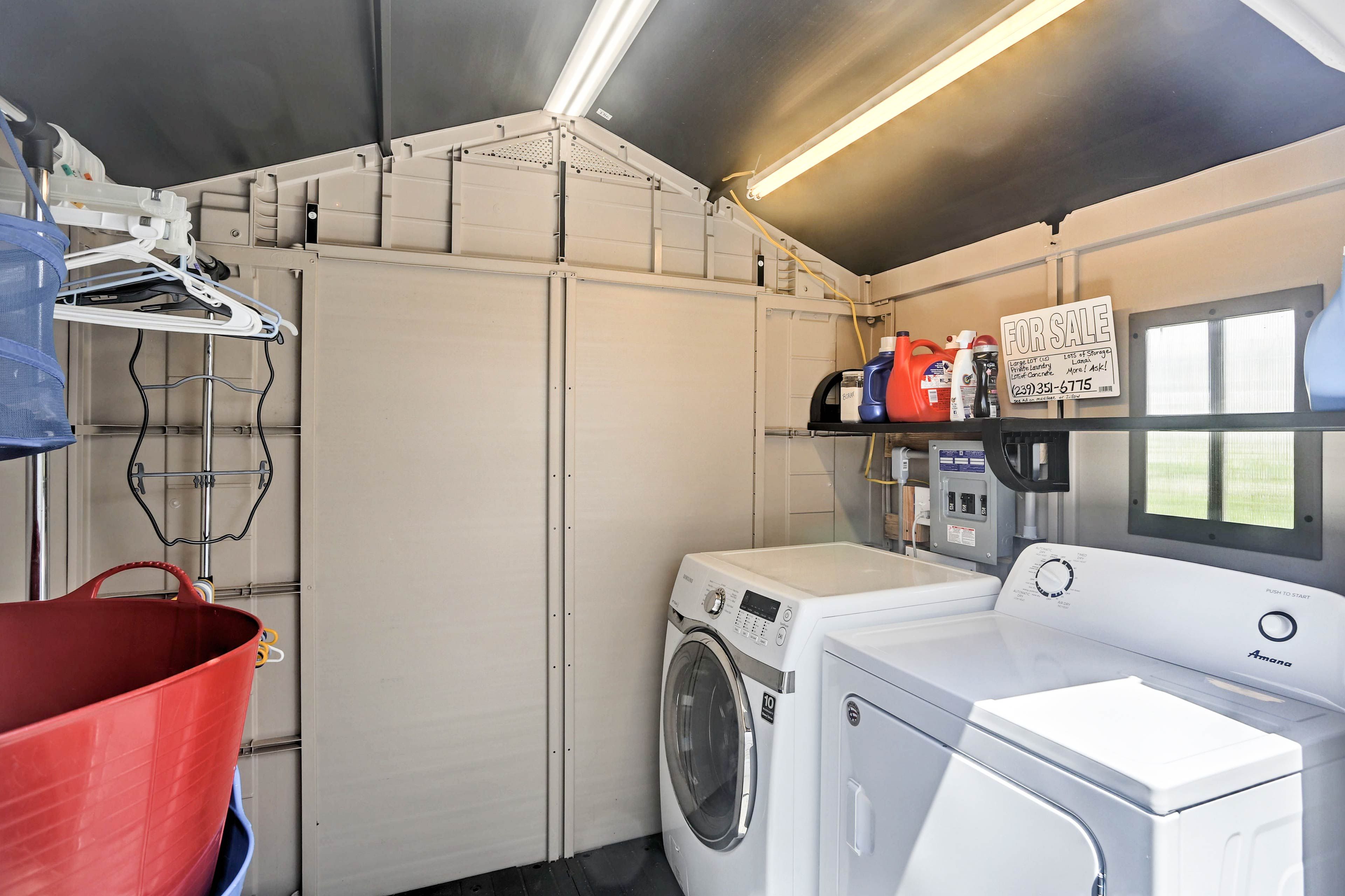 Keep your adventure gear fresh using the in-unit laundry machines.