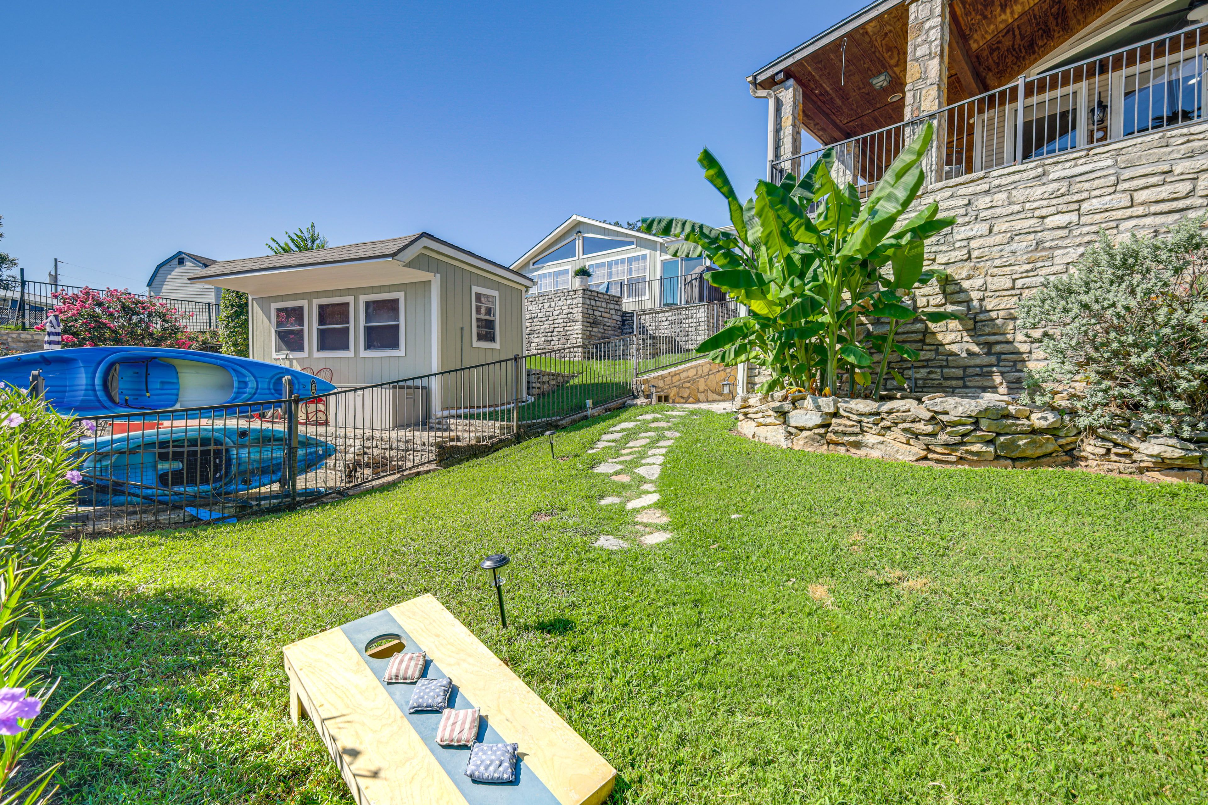 Private Backyard | Cornhole Game | Fire Pit