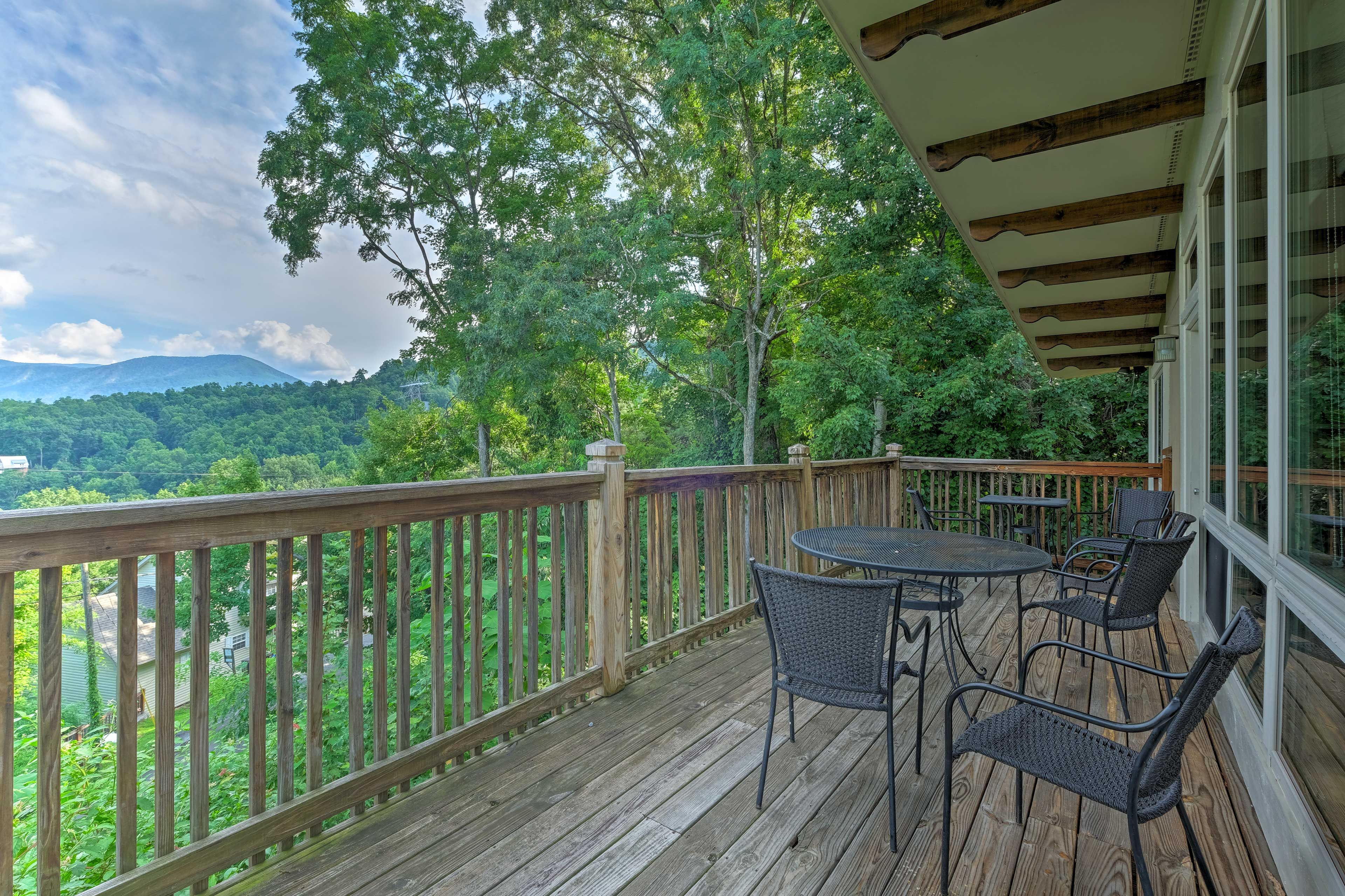 Dine al fresco at the tables furnishing the deck.