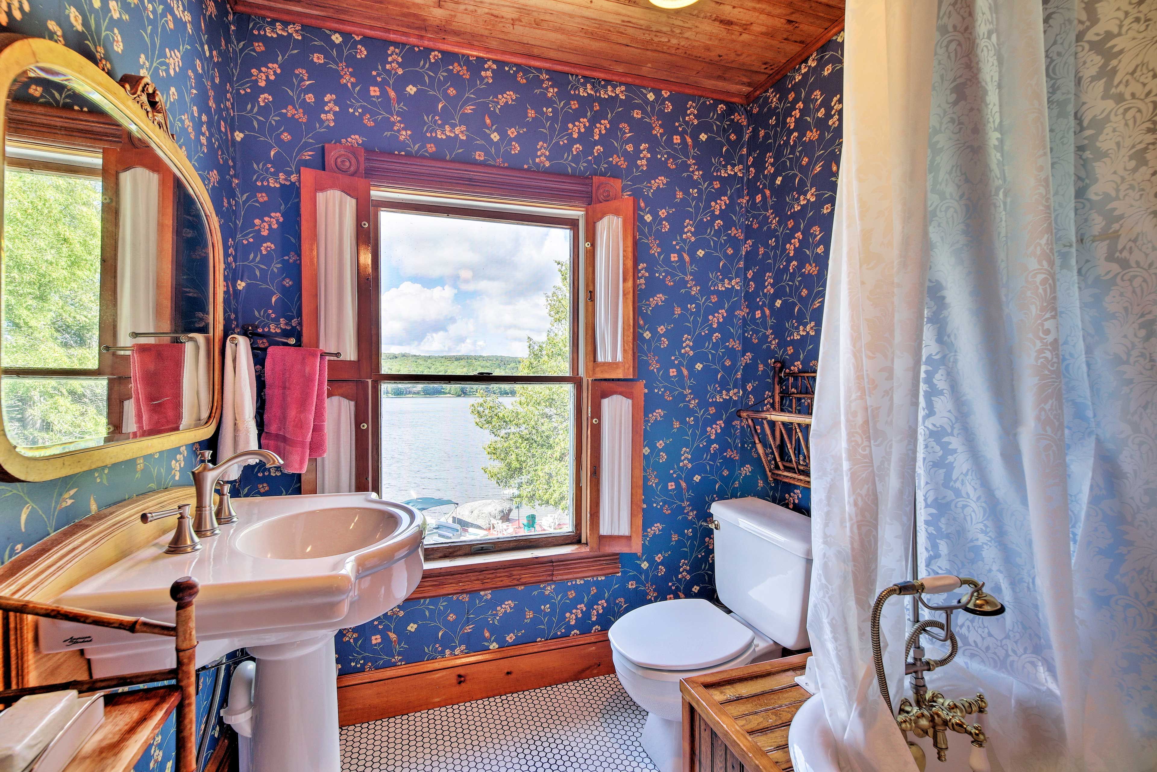 Enjoy a luxurious soak in the vintage bathtub.