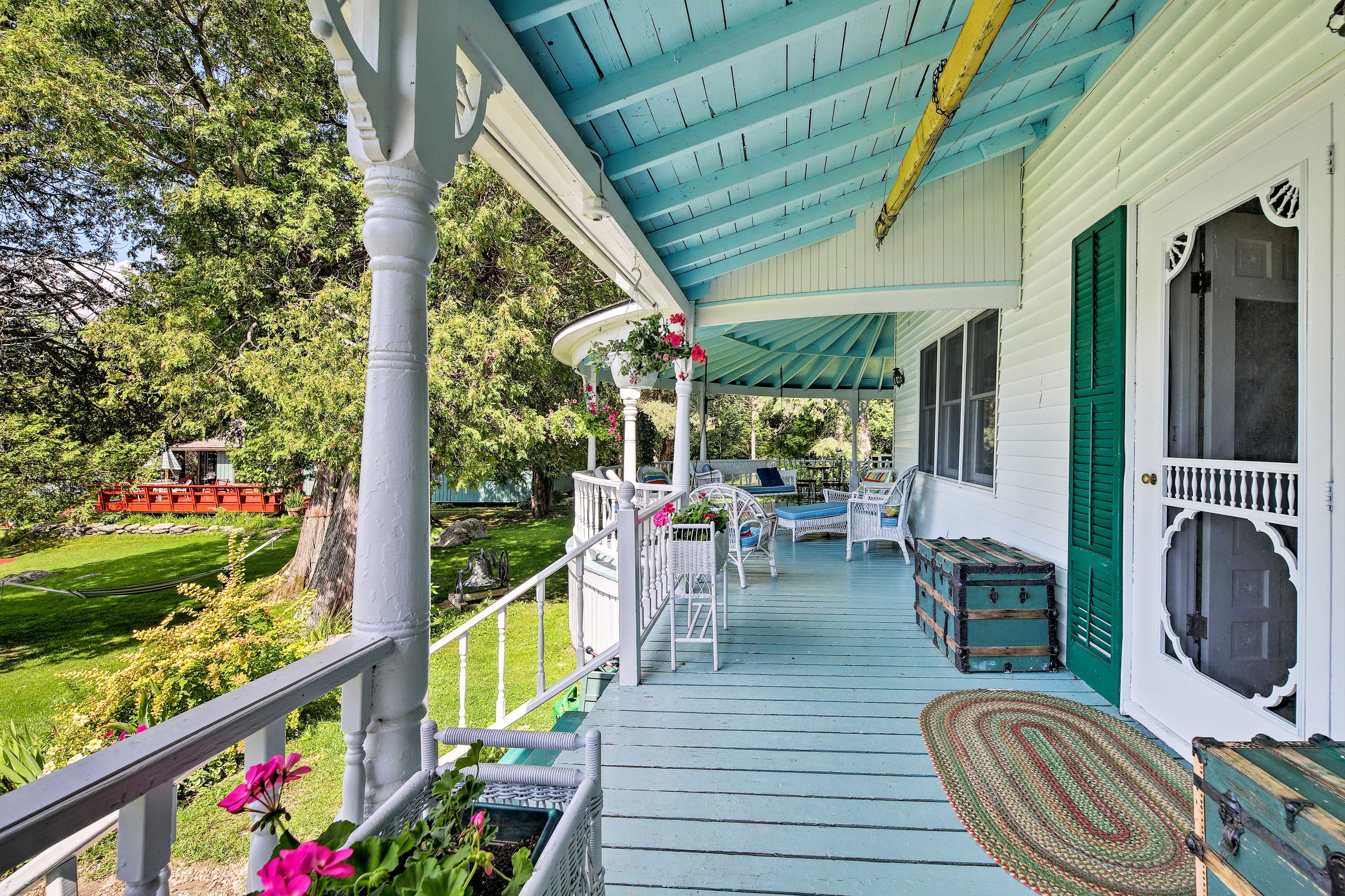 A massive wraparound deck on the main house is fully furnished.