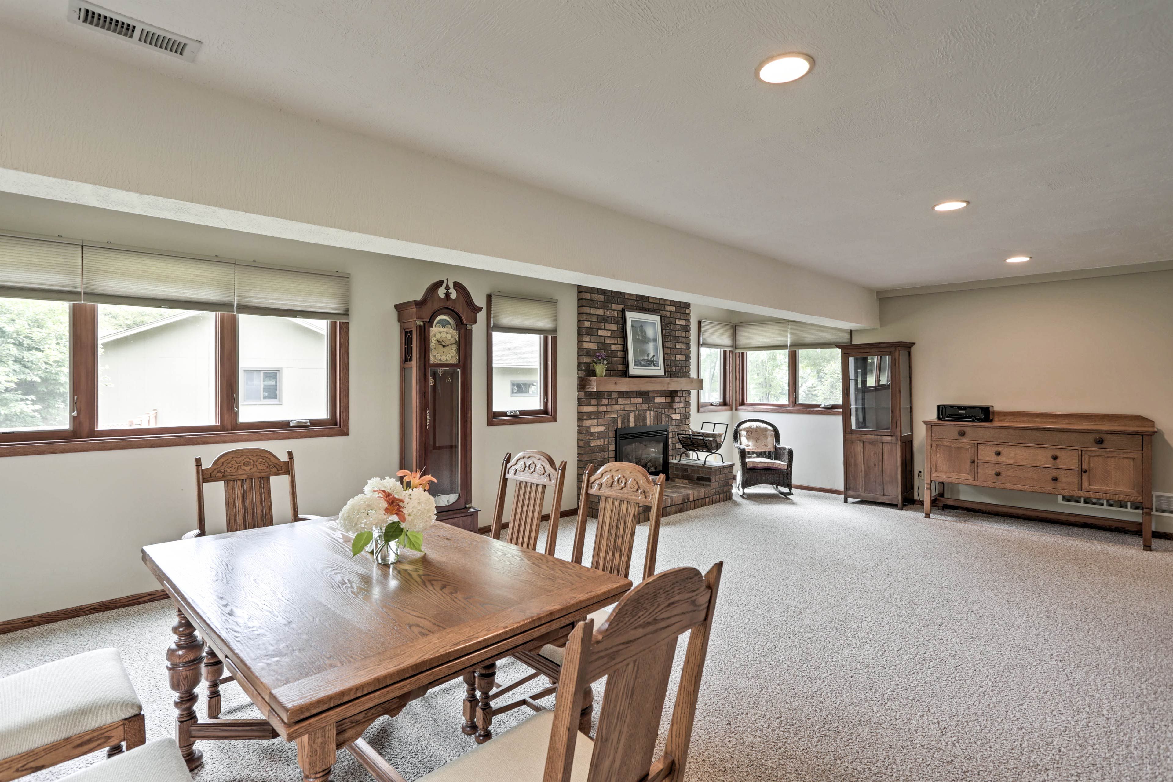 Make your way downstairs to play games at the table for 6.