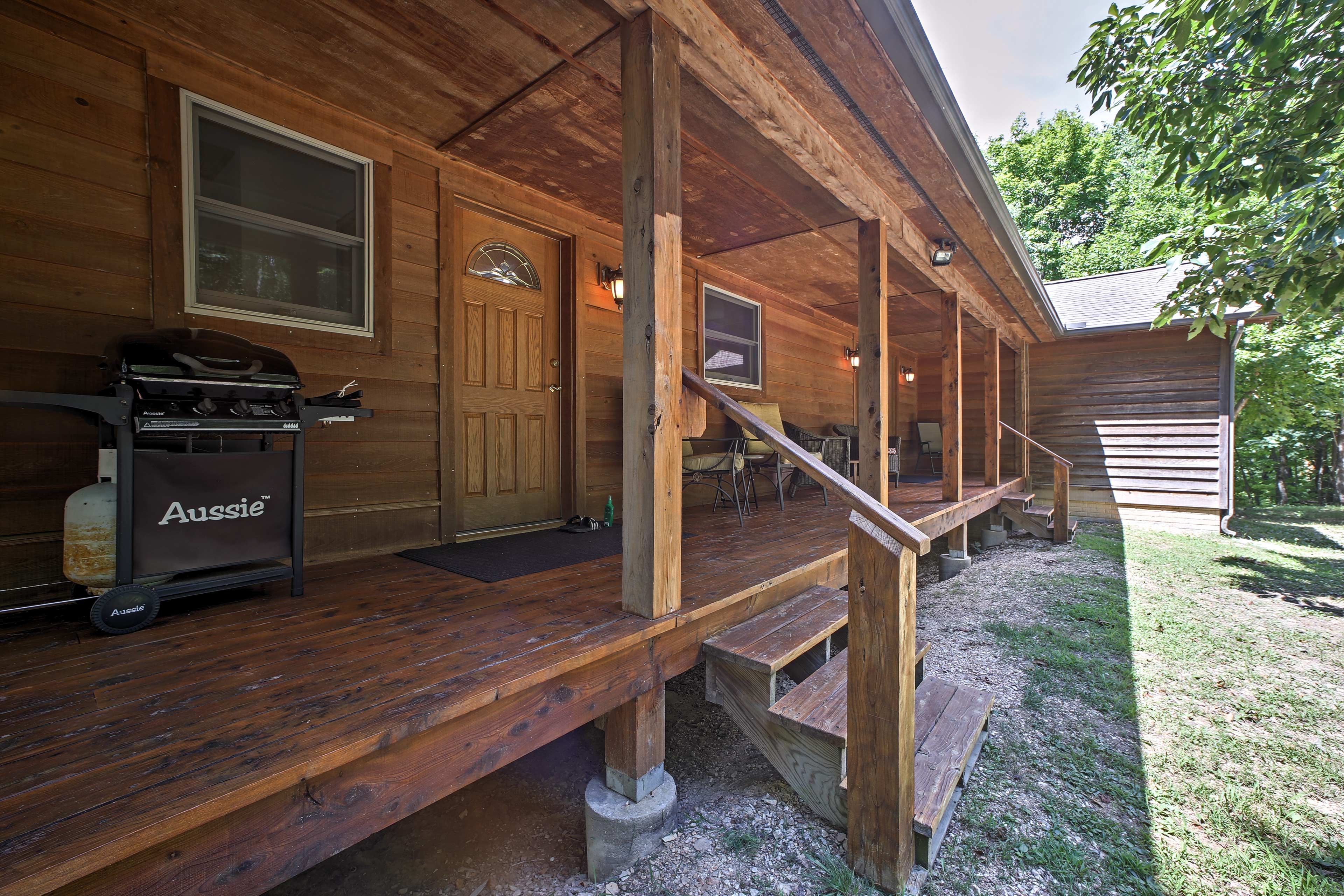 The deck includes covered & uncovered areas to be used in any weather condion.