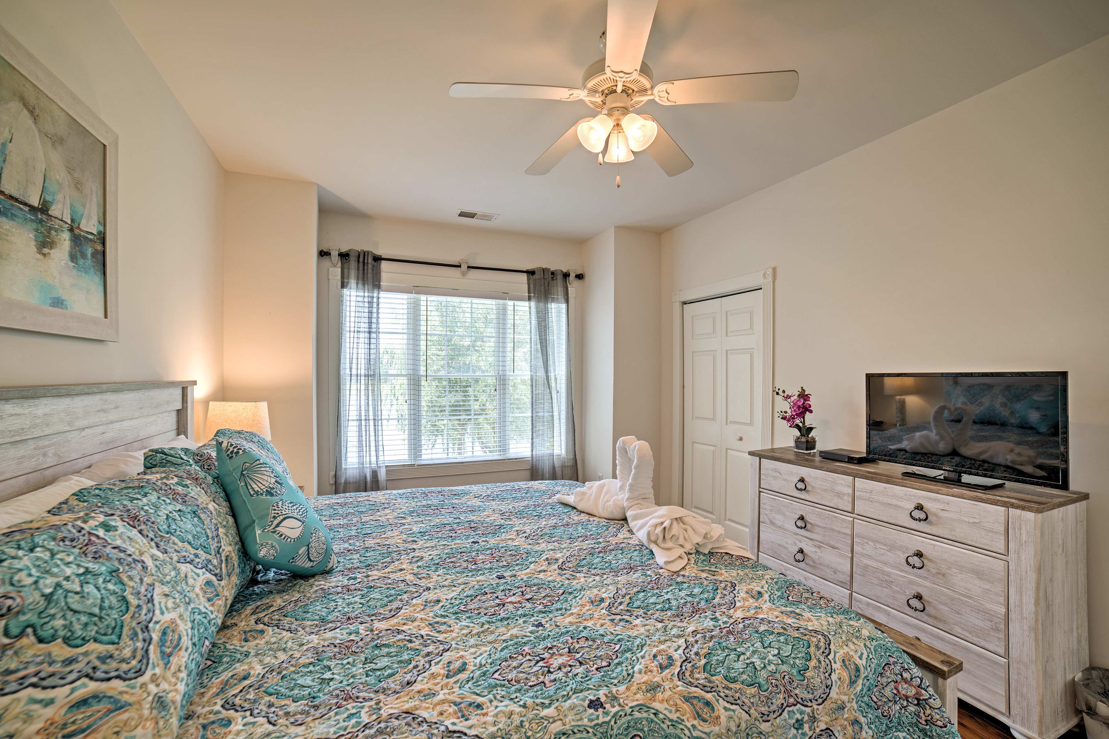 Each bedroom conveniently features a flat-screen cable TV.
