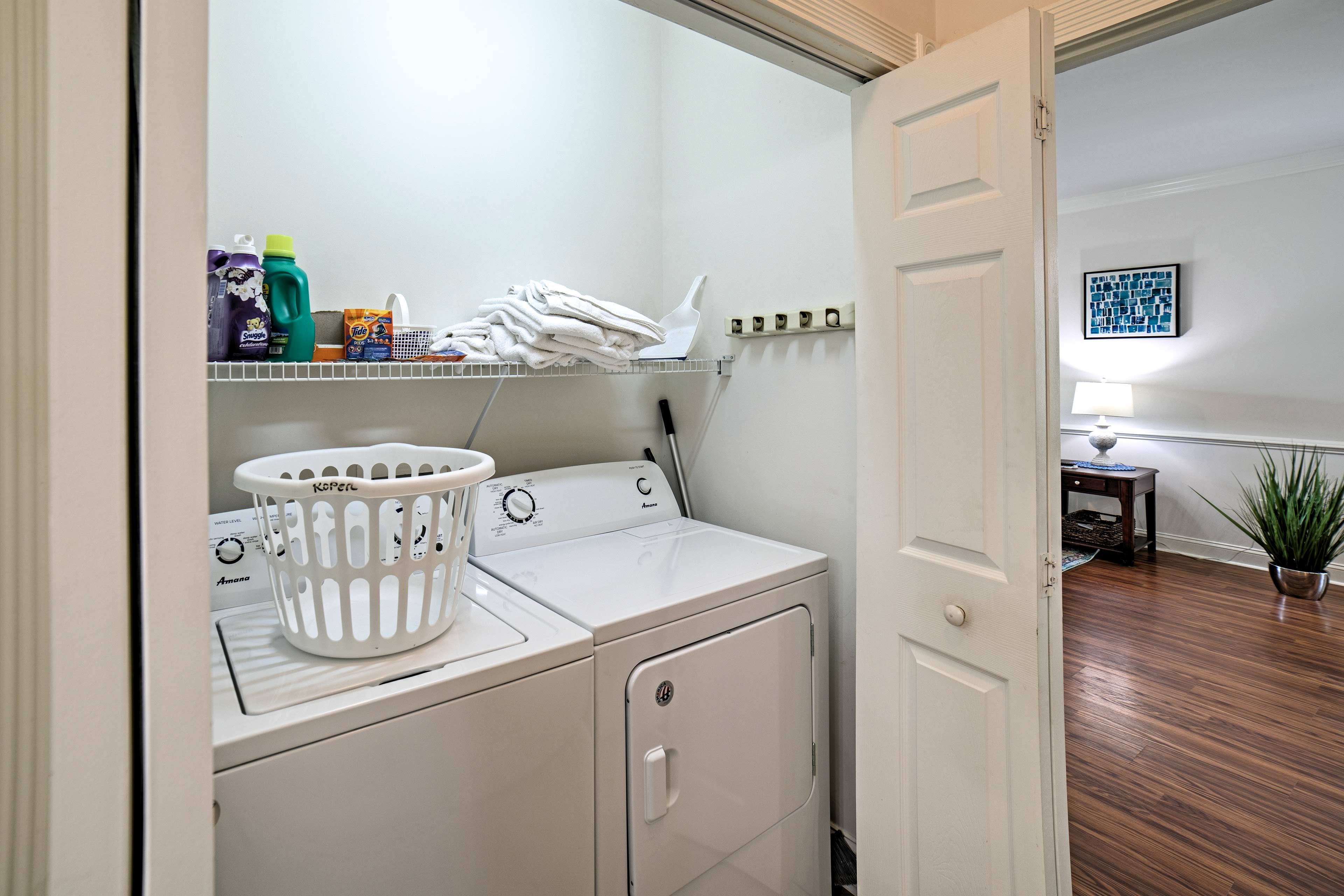 Throw your dirty duds in the washer and dryer.