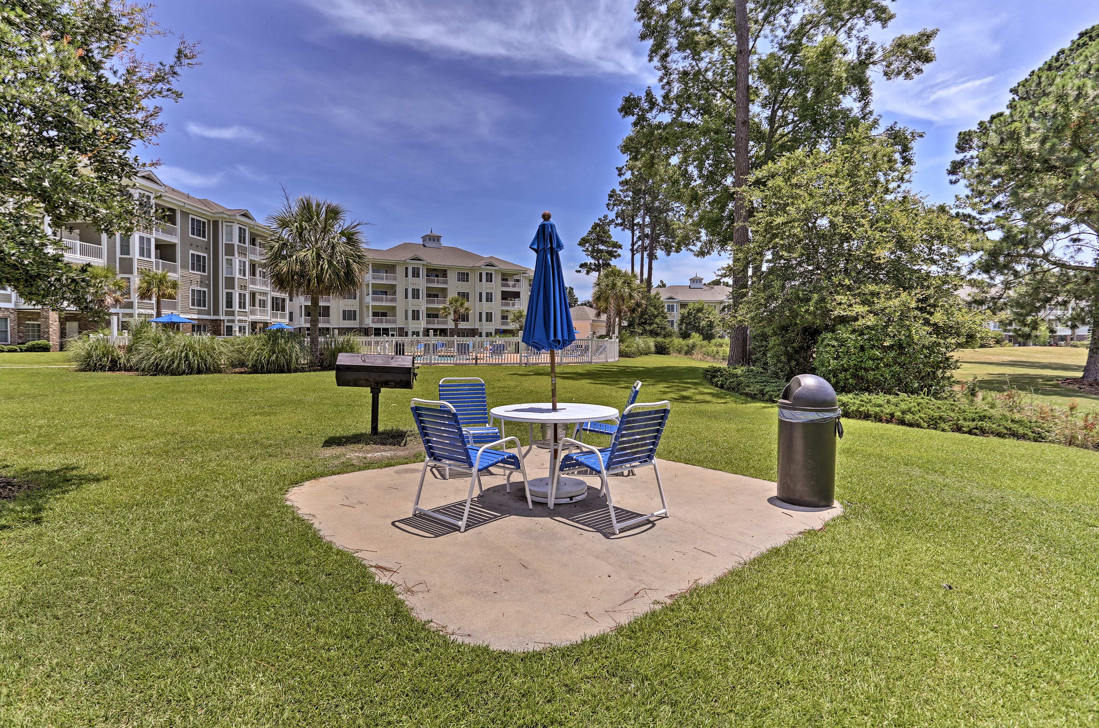 There are several grilling areas dappled all over the property.