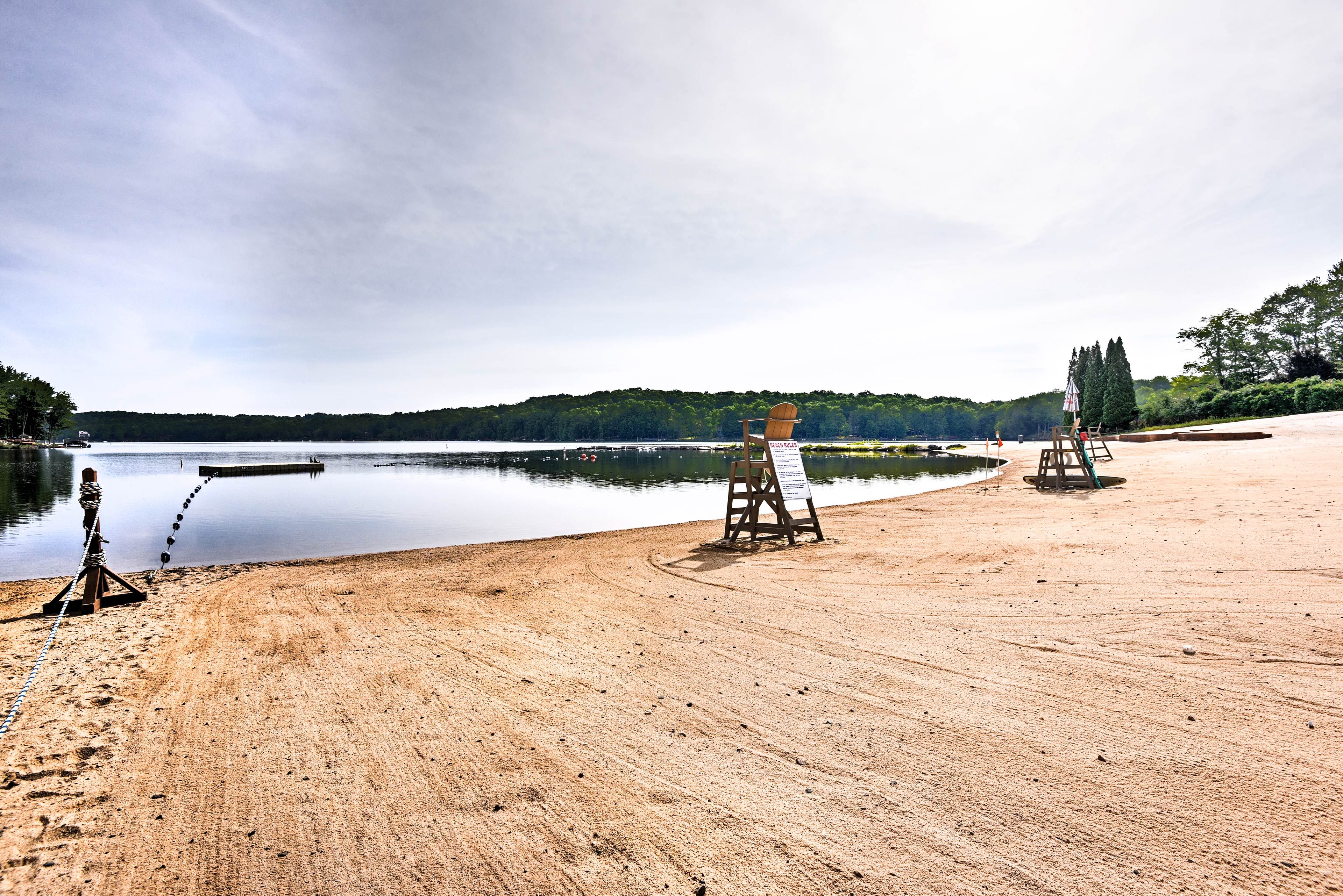 Walk over to the no-wake lakes to lounge in the sun.